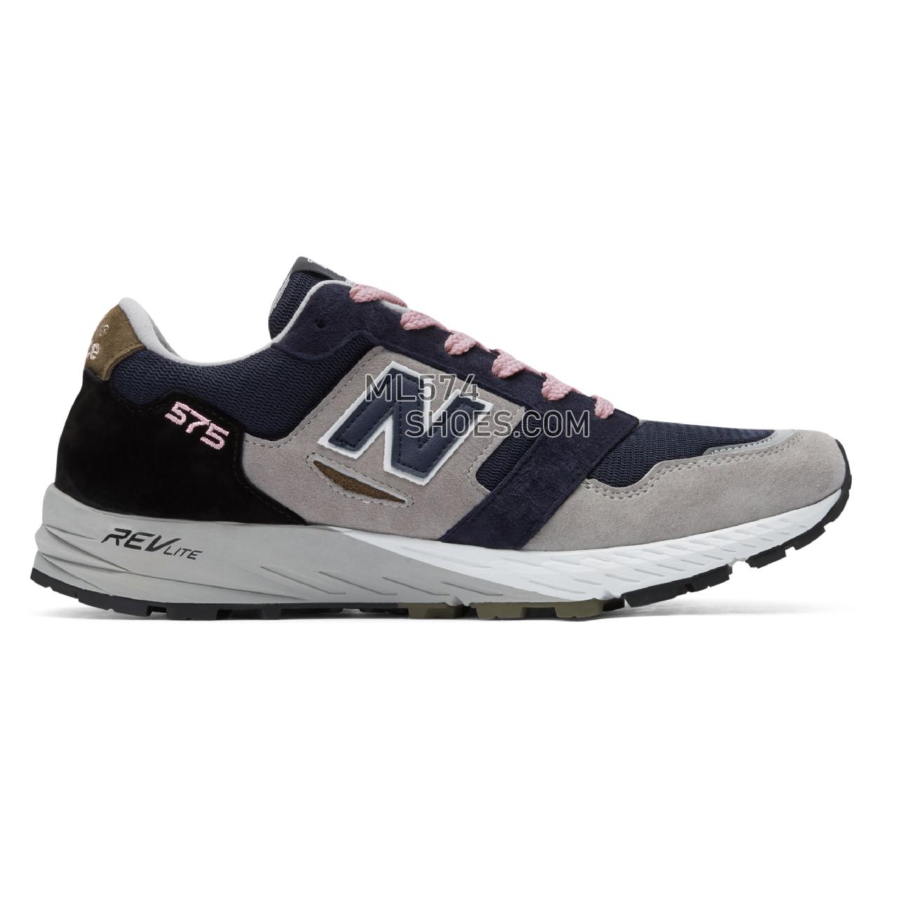 New Balance Made in UK 575 Soft Haze - Men's Made in UK 575 Soft Haze Classic - Grey with Navy and Lilac - MTL575NL