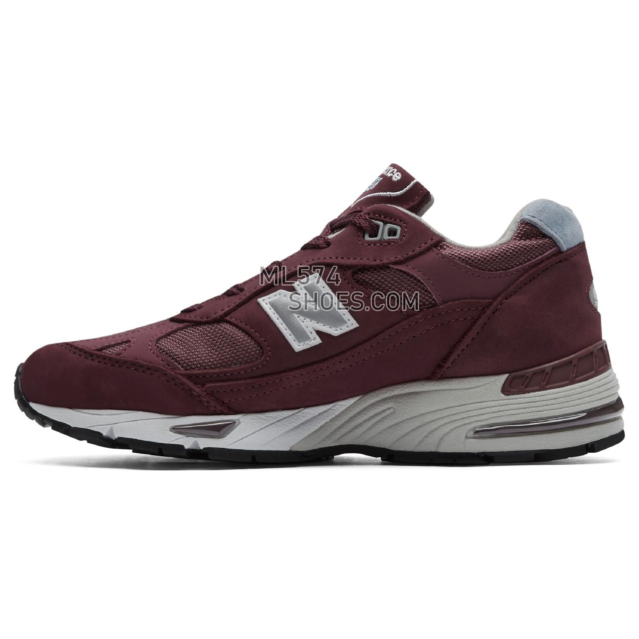 New Balance Made in UK 991 - Men's Made in UK 991 Classic - Burgundy with Blue - W991BBL