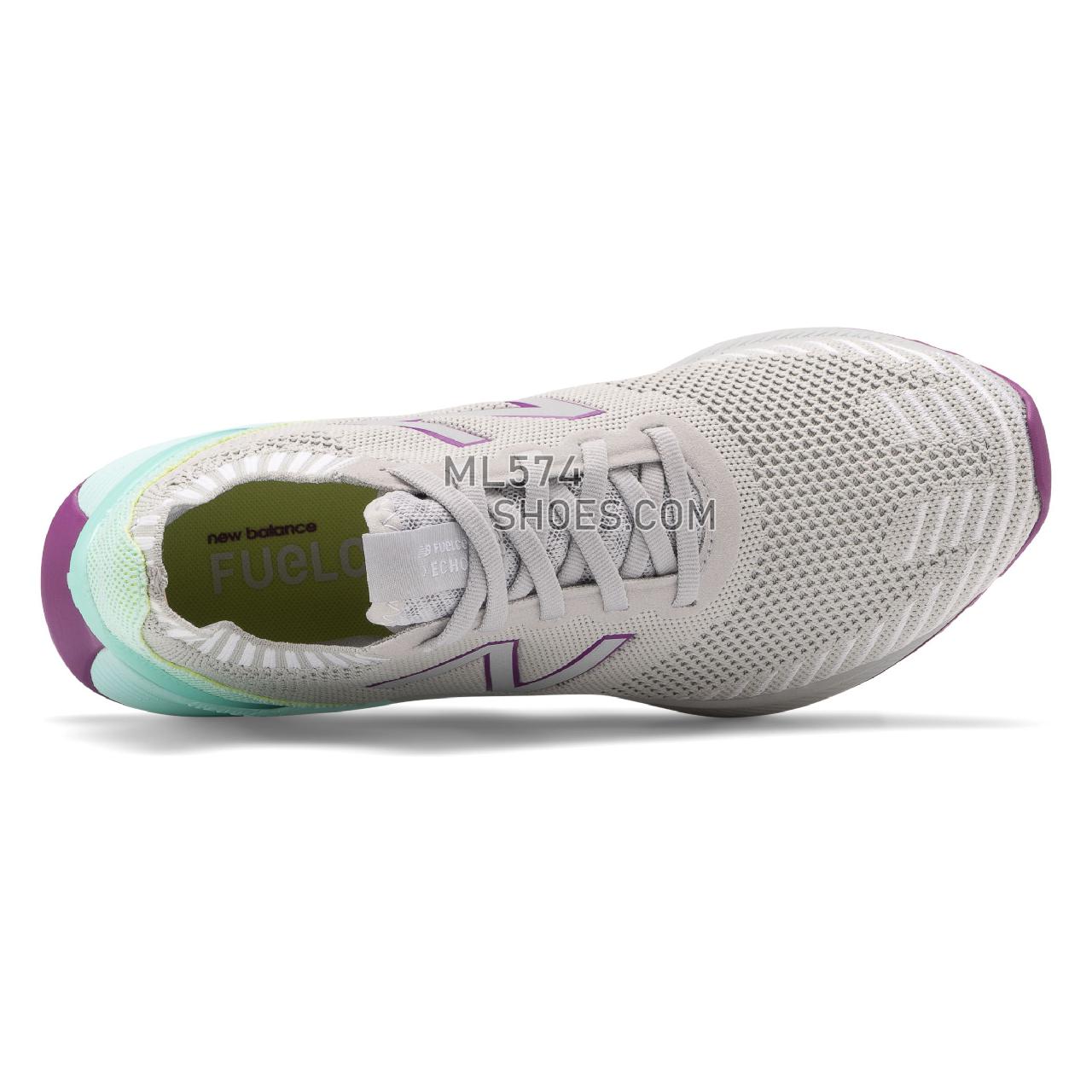 New Balance FuelCell Echo - Women's FuelCell Echo Performance Running - Light Aluminum with Bali Blue and Lemon Slush - WFCECCG