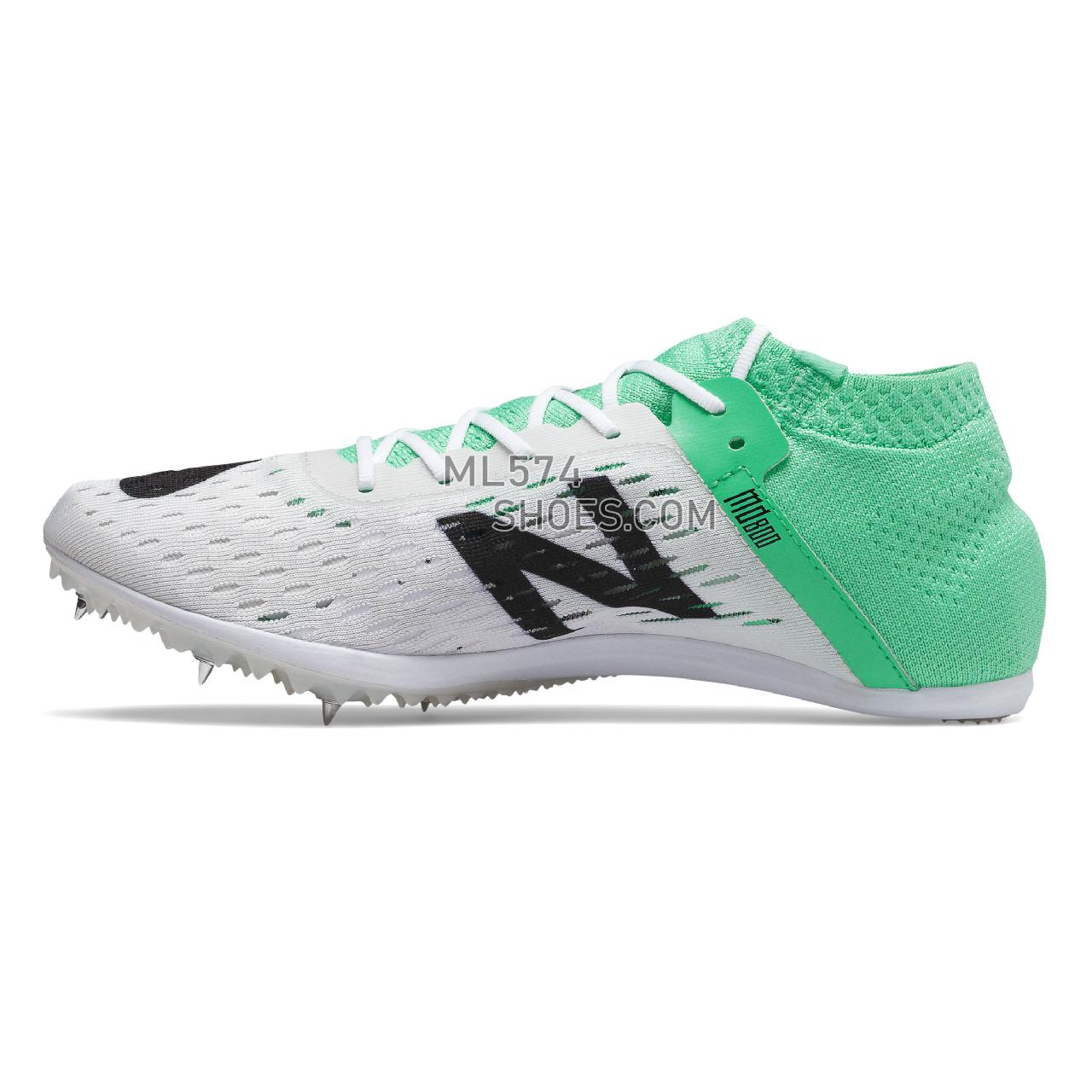 New Balance MD800v6 Spike - Women's MD800v6 Spike Running - White with Neon Emerald - WMD800G6