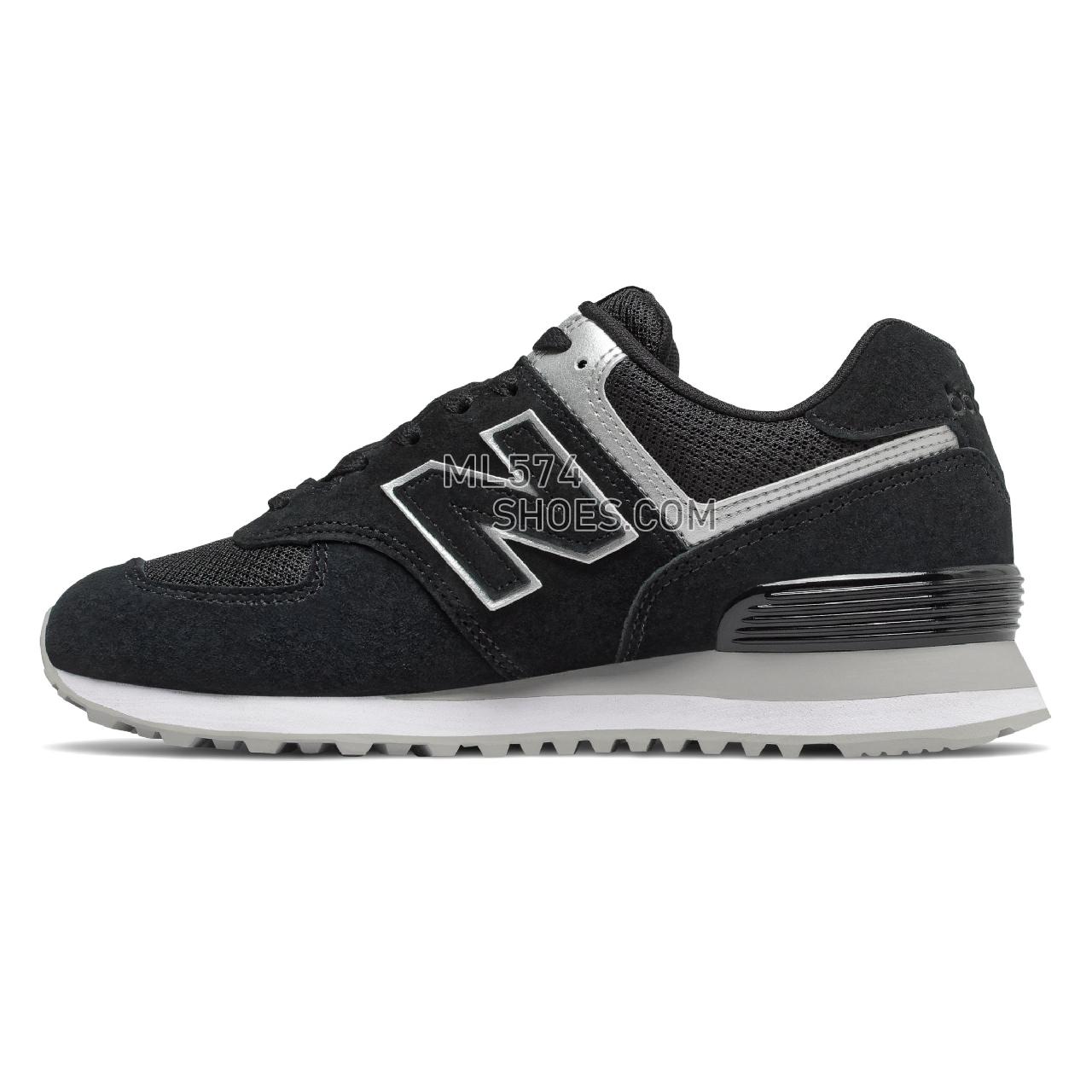 New Balance 574 Super Core - Women's 574 Classic - Black with Silver - WL574EZ