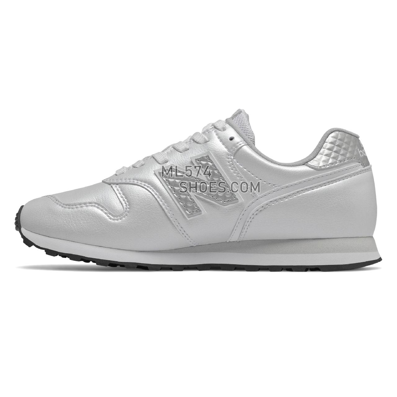 New Balance 373 - Women's 373 Classic - White with Silver Metallic - WL373GD2