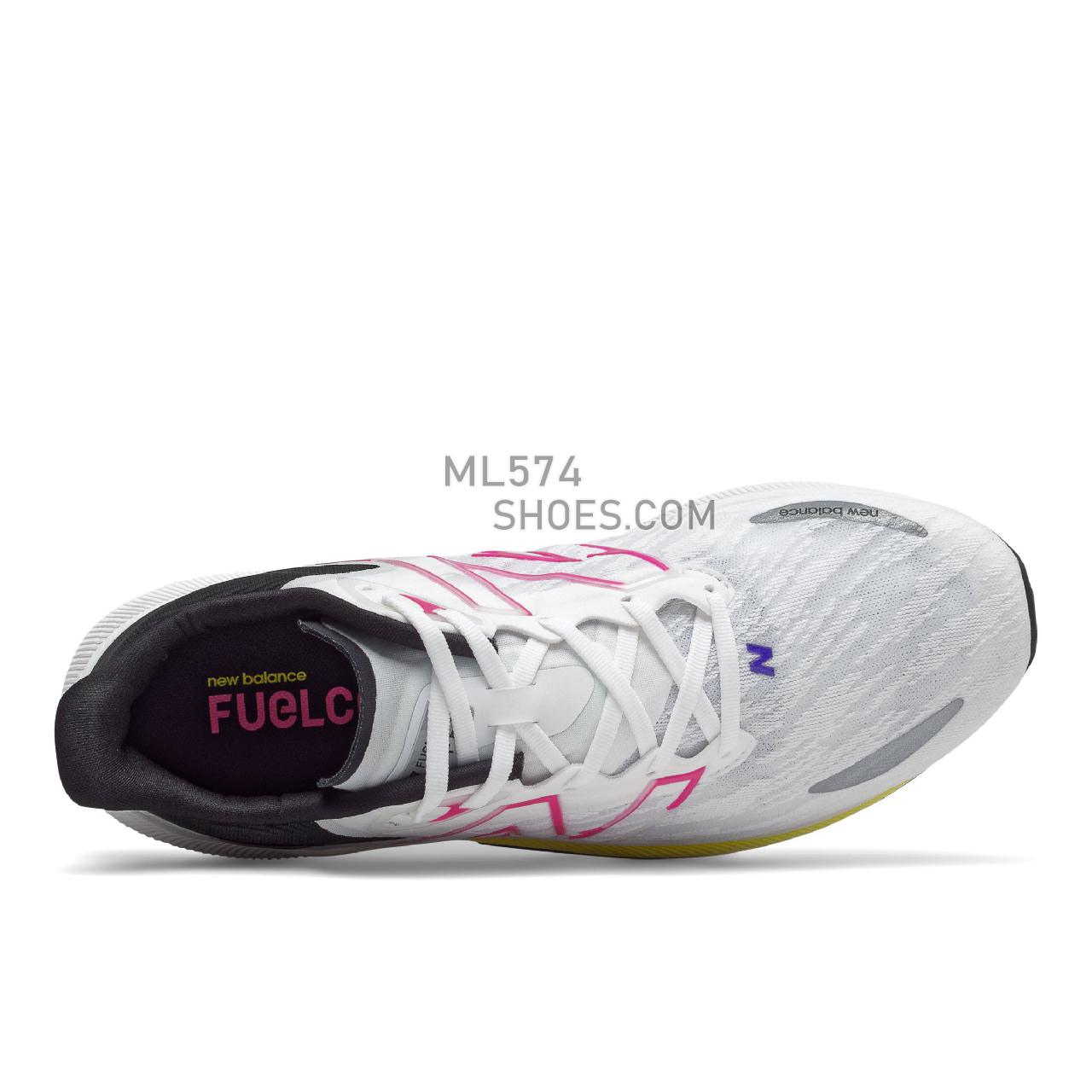 New Balance FuelCell Propel v3 - Men's Neutral Running - White with Pink Glo and Deep Violet - MFCPRLM3