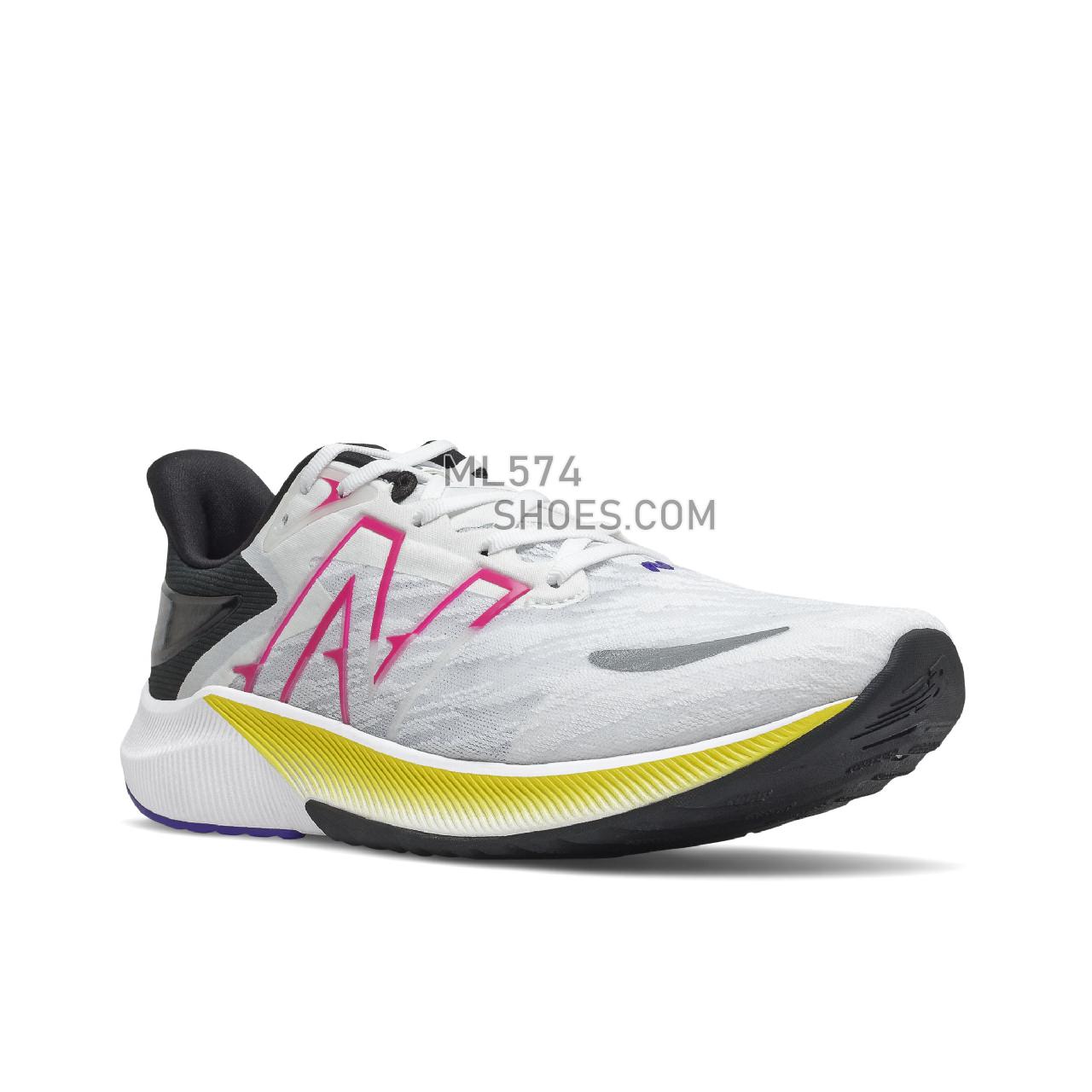 New Balance FuelCell Propel v3 - Men's Neutral Running - White with Pink Glo and Deep Violet - MFCPRLM3
