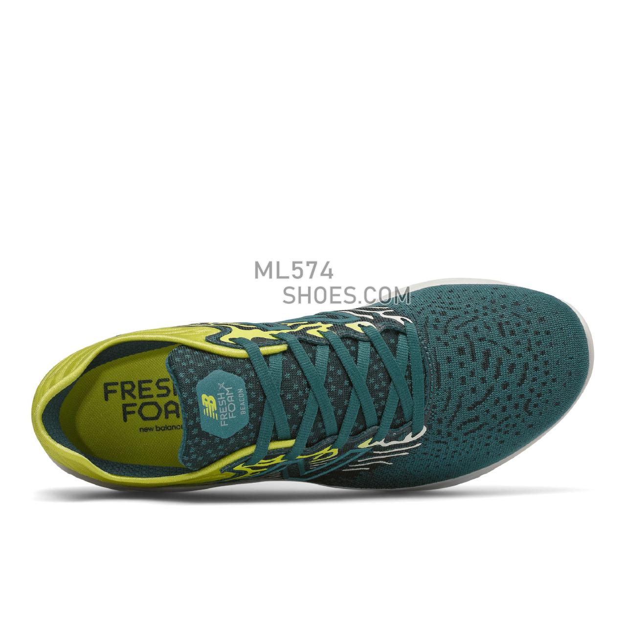 New Balance Fresh Foam Beacon v3 - Men's Neutral Running - Mountain Teal with Sulpher Yellow - MBECNCT3