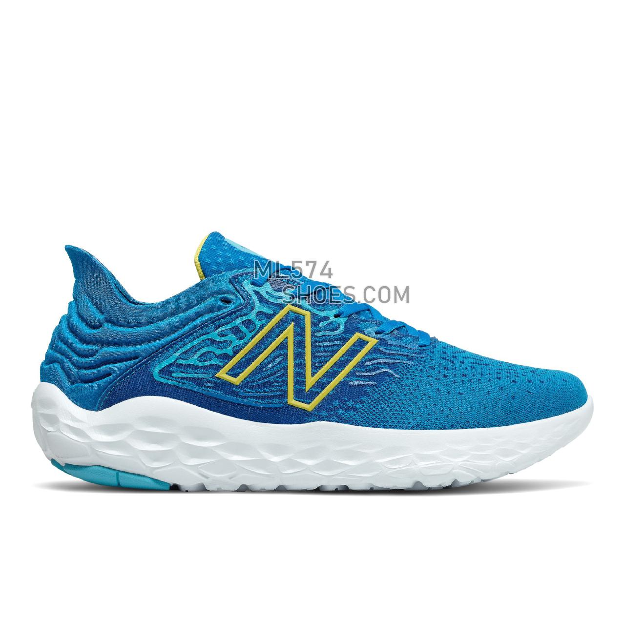 New Balance Fresh Foam Beacon v3 - Men's Neutral Running - Wave with Citra Yellow - MBECNCB3