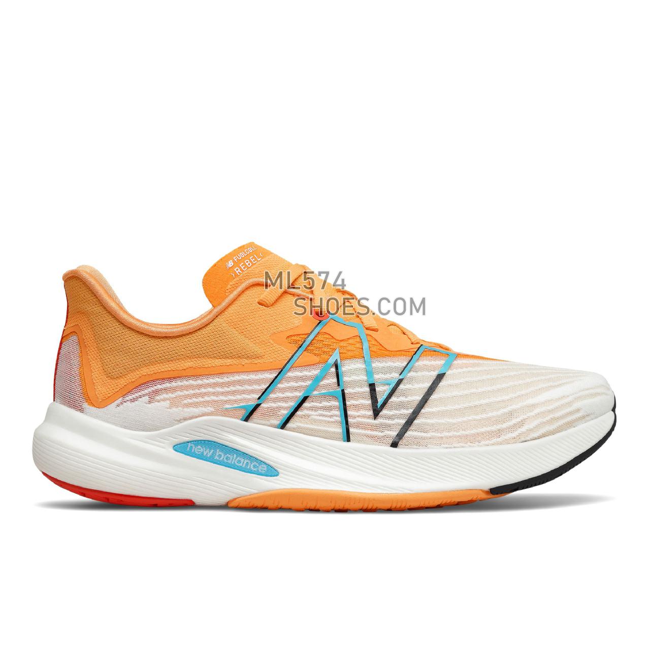 New Balance FuelCell Rebel v2 - Men's Neutral Running - White with Habanero and Virtual Sky - MFCXLG2
