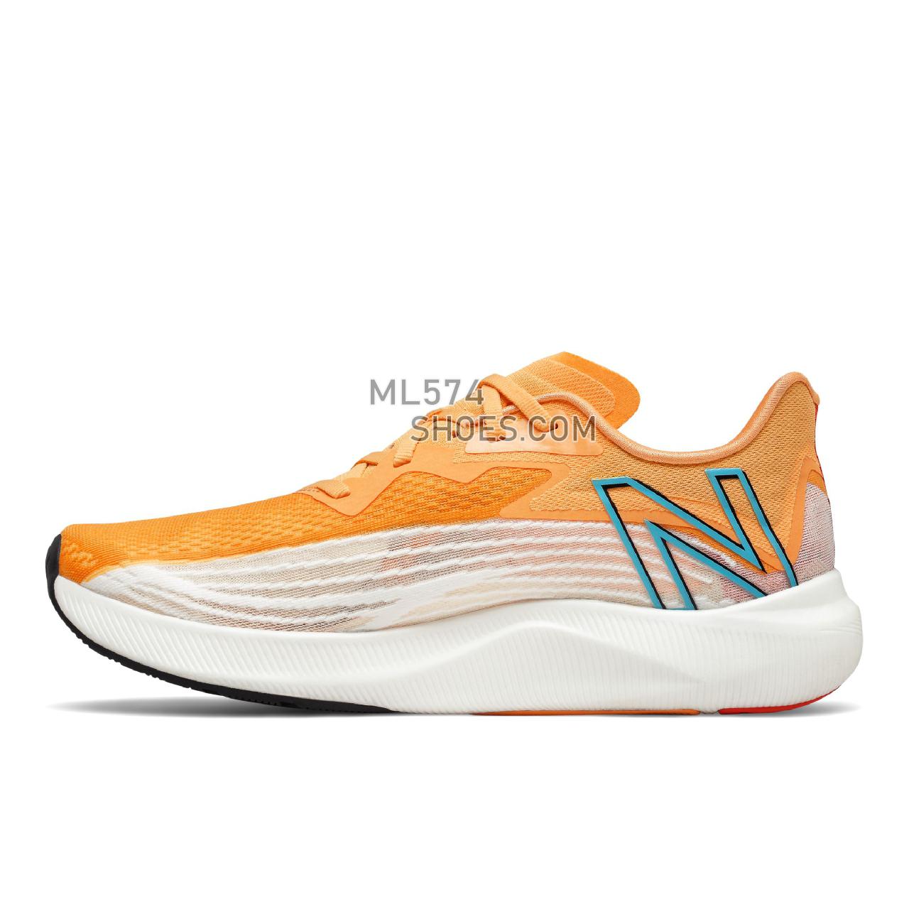 New Balance FuelCell Rebel v2 - Men's Neutral Running - White with Habanero and Virtual Sky - MFCXLG2