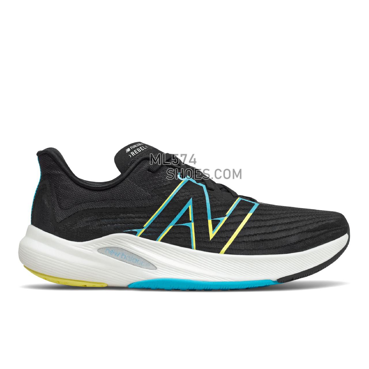 New Balance FuelCell Rebel v2 - Men's Neutral Running - Black with Virtual Sky and Ghost Pepper - MFCXLK2