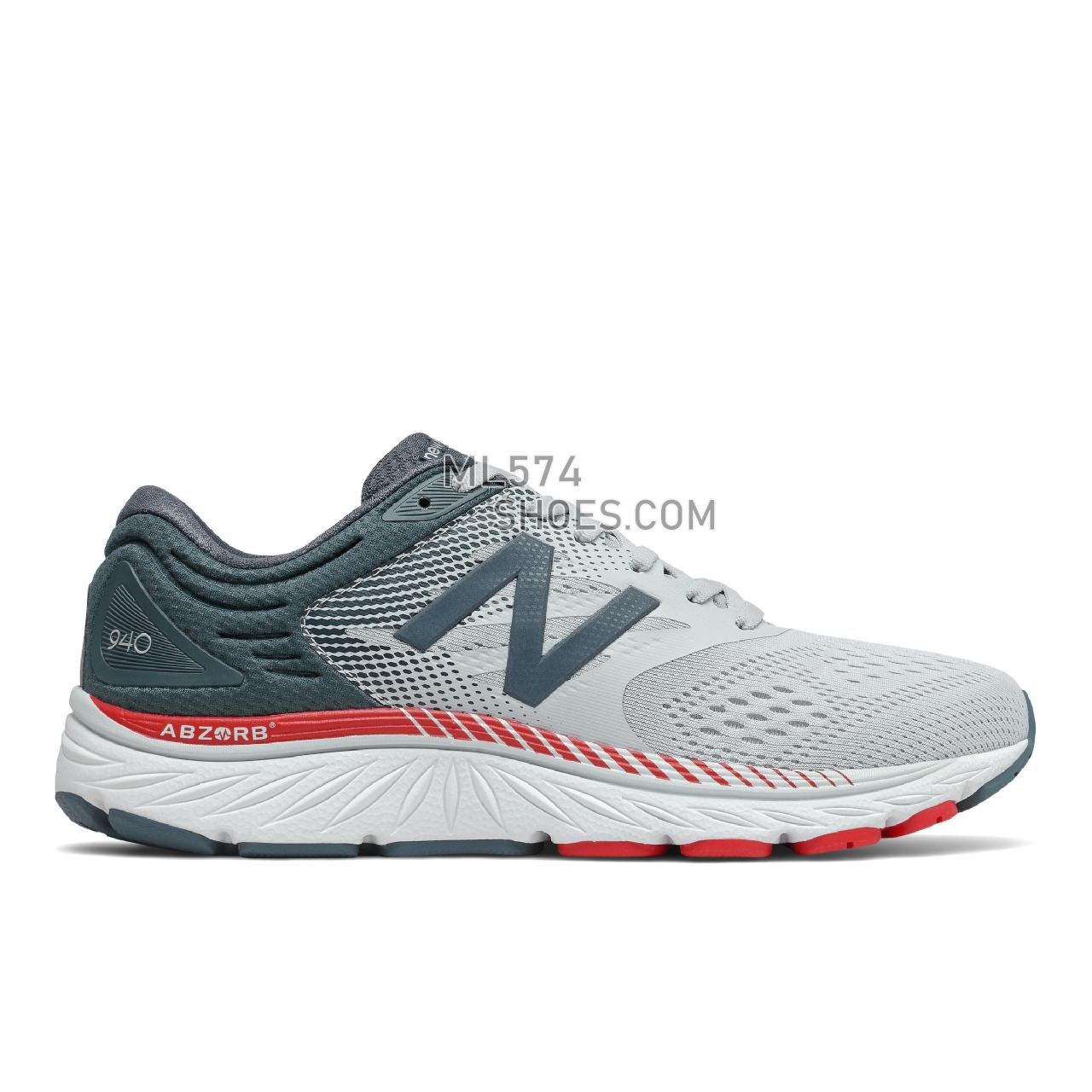 New Balance 940v4 - Men's Neutral Running - Light Aluminum with Team Red and Petrol - M940CG4