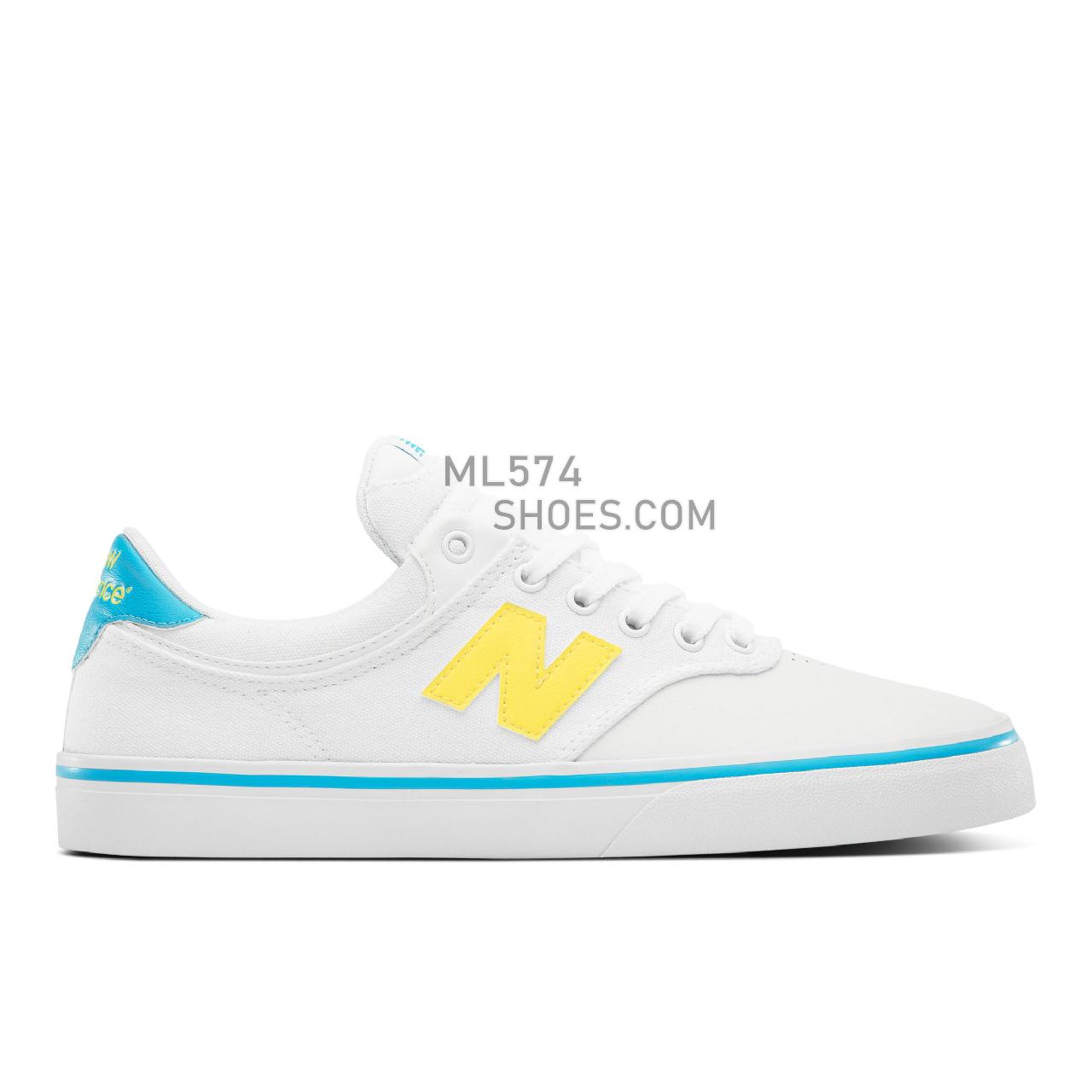 New Balance Numeric NM255 - Men's NB Numeric Skate - White with Yellow - NM255WYB