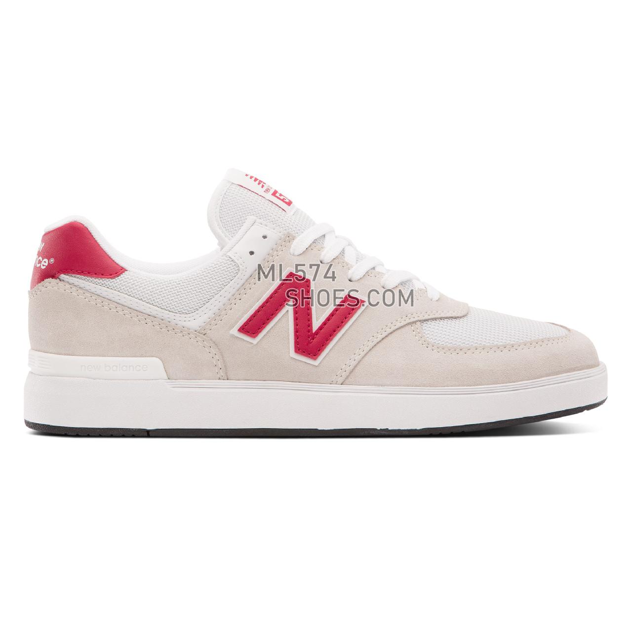 New Balance NB ALL COASTS 574 - Men's Court Classics - White with Red - AM574OHH