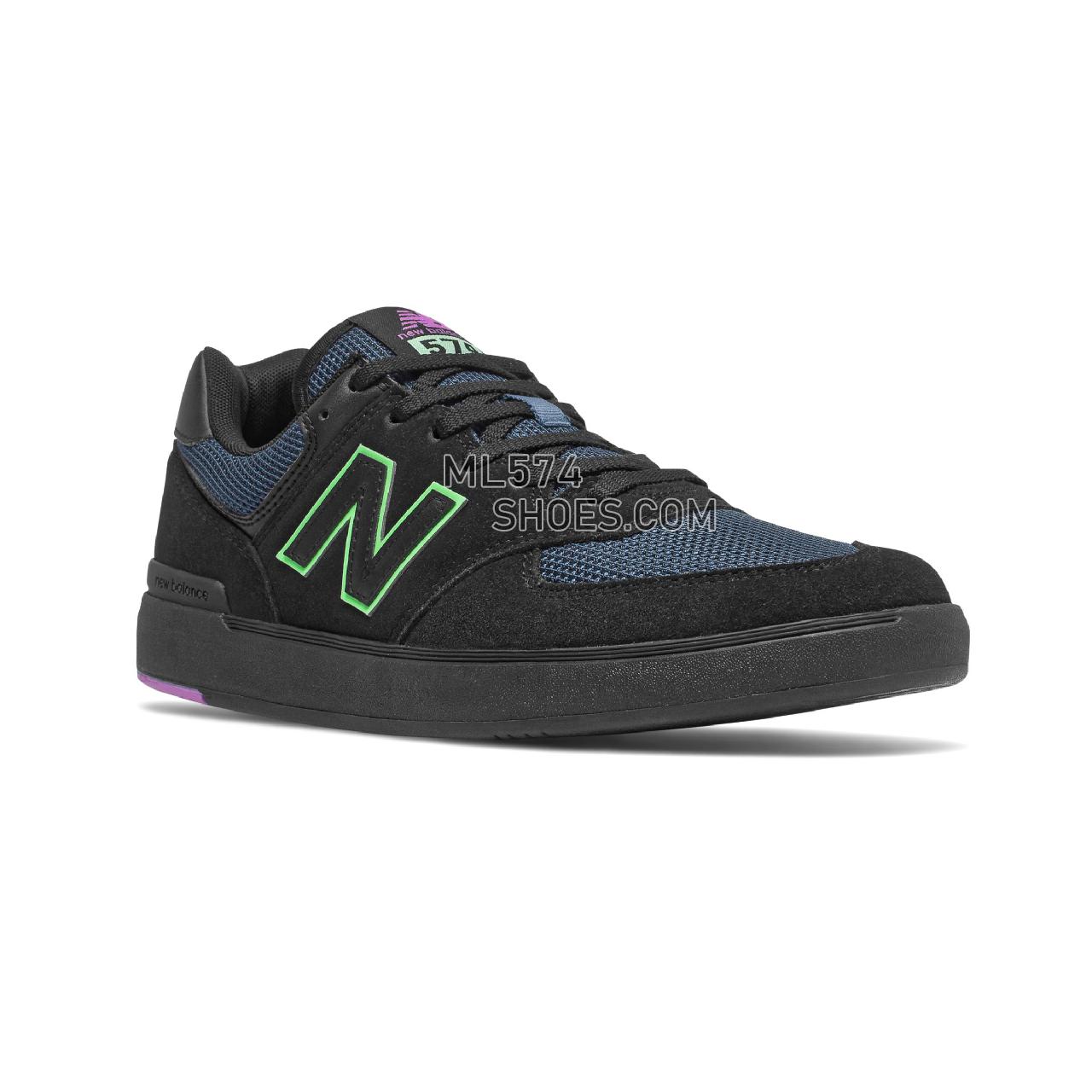 New Balance NB ALL COASTS 574 - Men's Court Classics - Black with Navy - AM574BHL