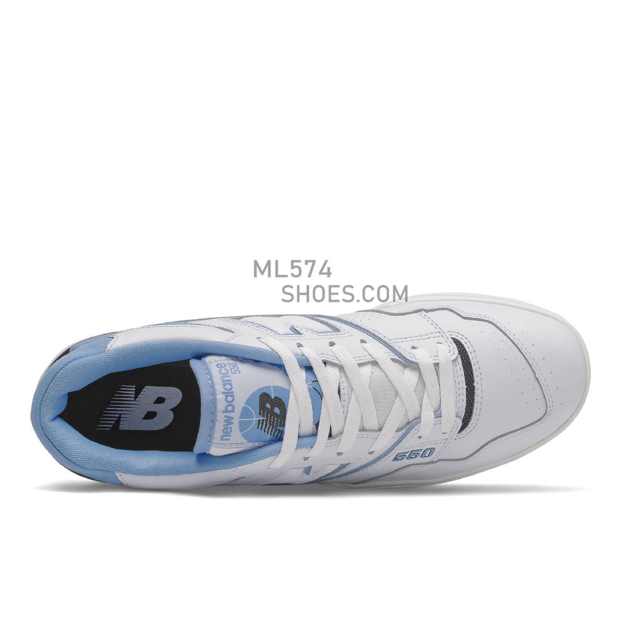 New Balance BB550 - Men's Court Classics - White with Team Carolina - BB550HL1