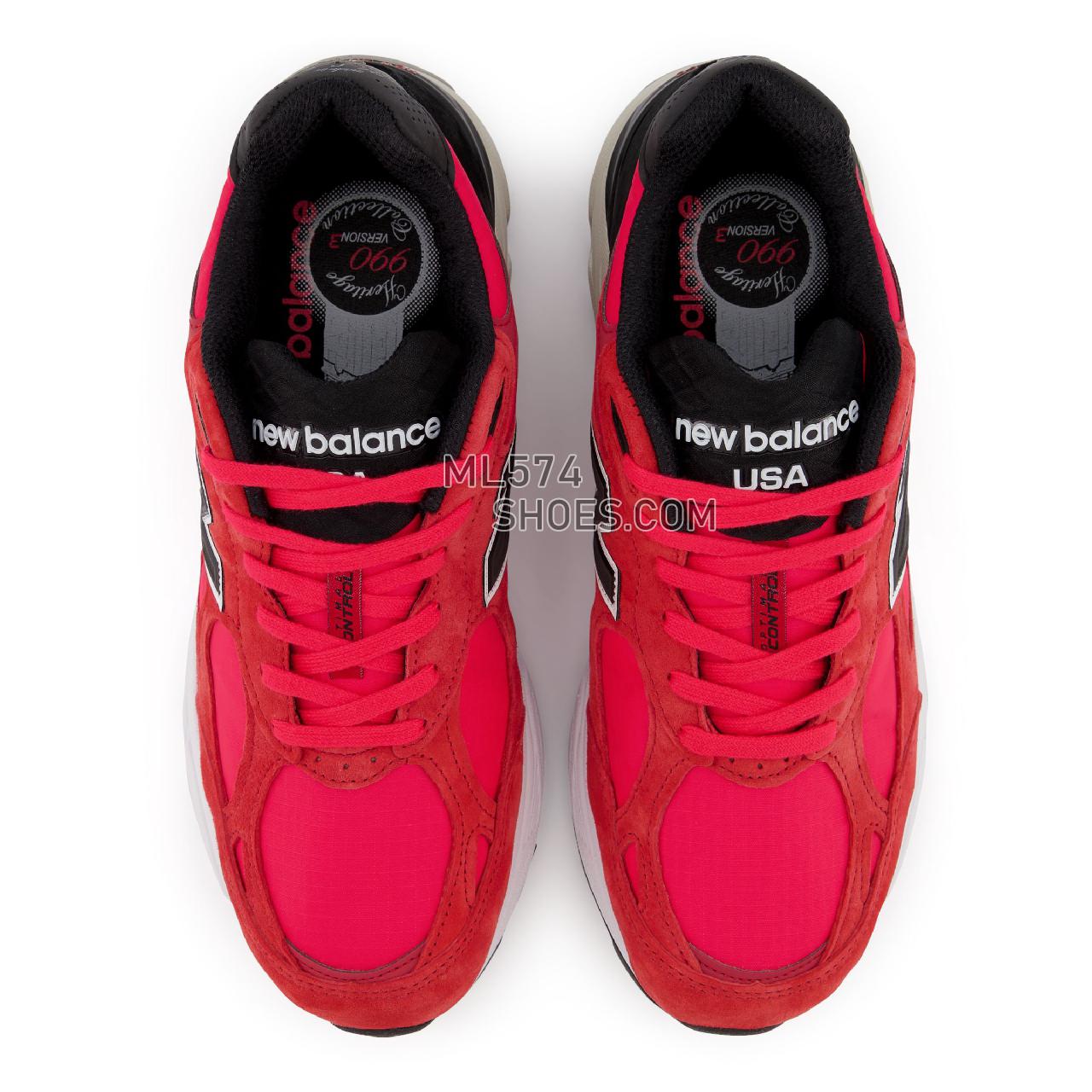 New Balance Made in USA 990v3 - Men's Made in USA And UK Sneakers - Red with Black - M990PL3