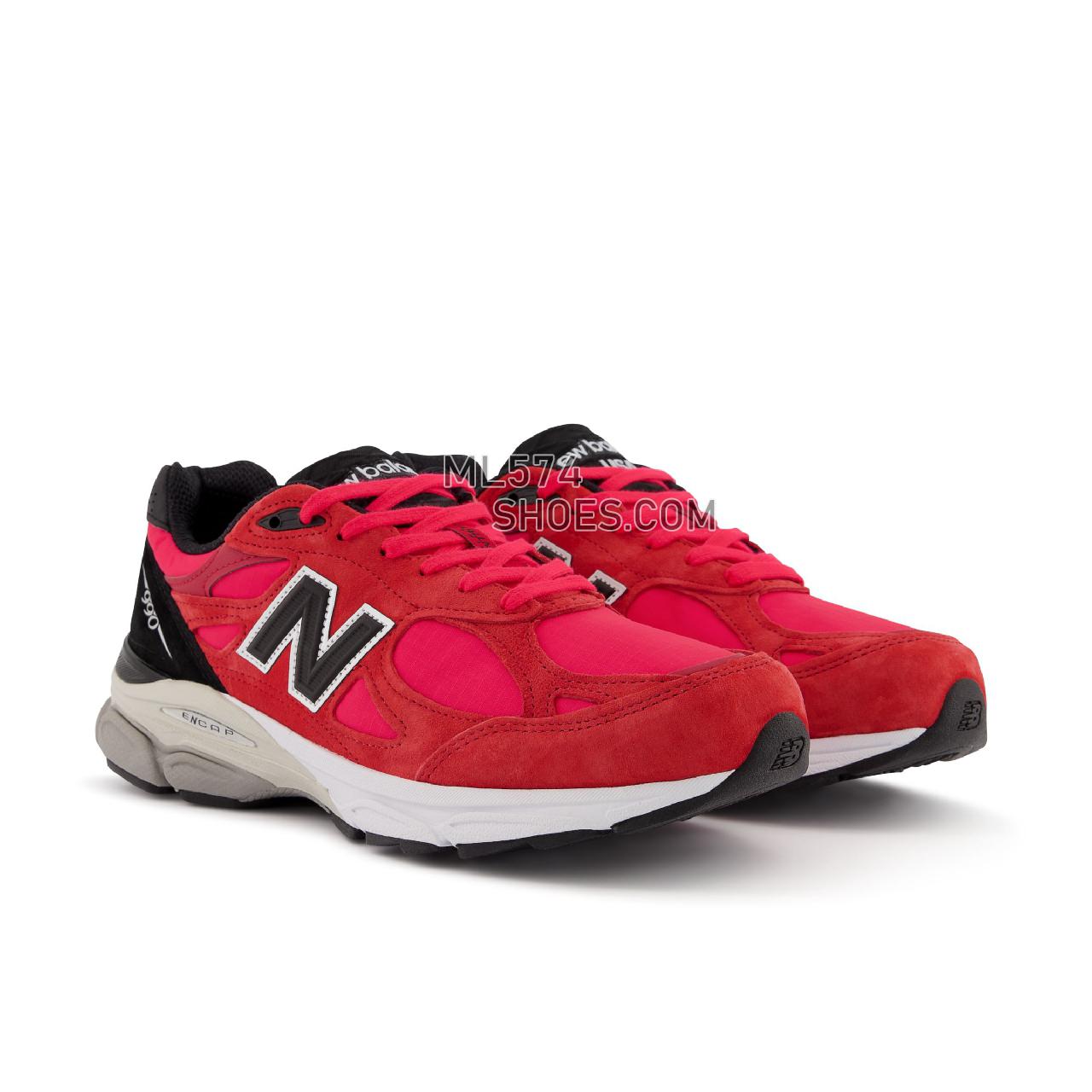 New Balance Made in USA 990v3 - Men's Made in USA And UK Sneakers - Red with Black - M990PL3
