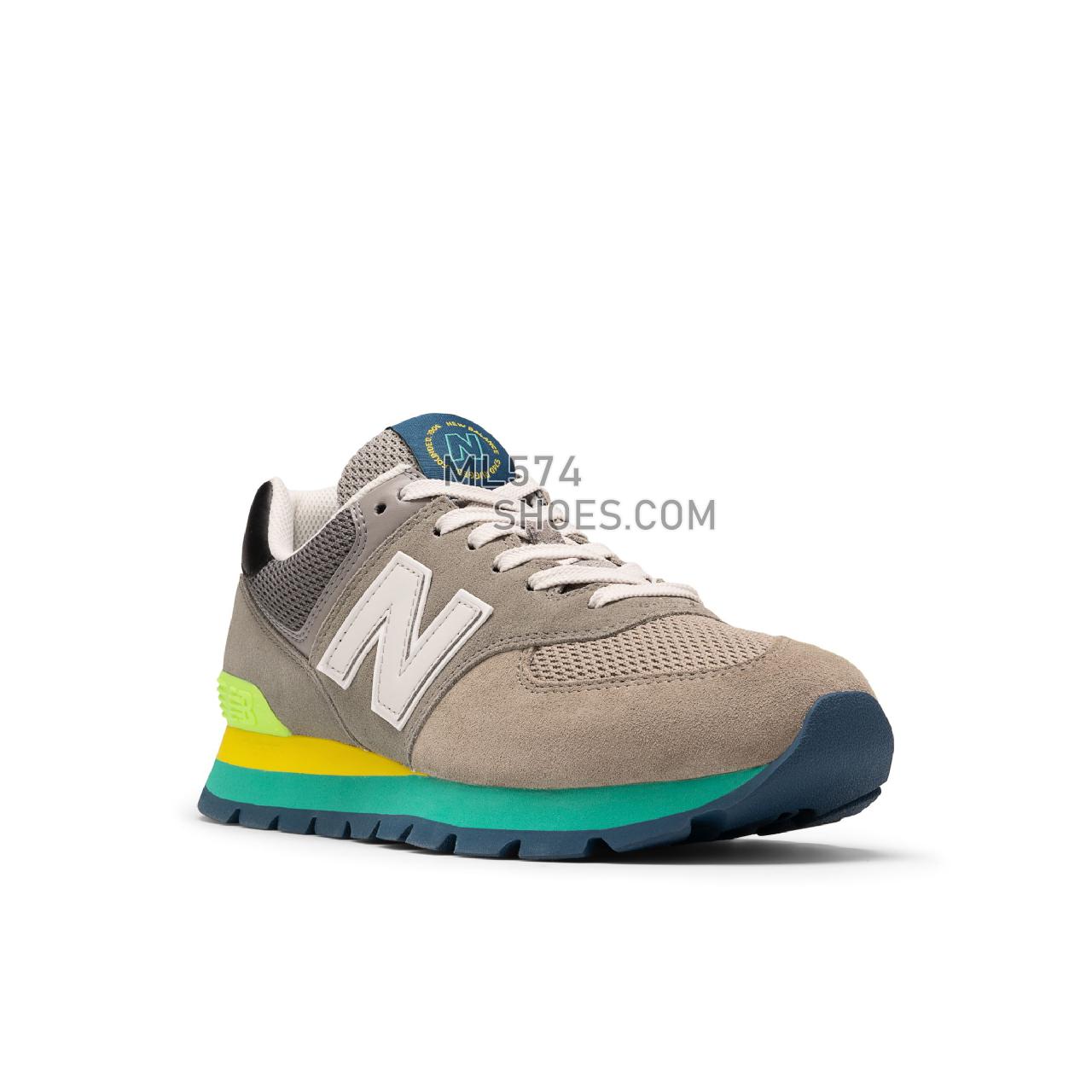 New Balance 574 Rugged - Men's Classic Sneakers - Marblehead with Emerald Sky and Wave - ML574DSJ