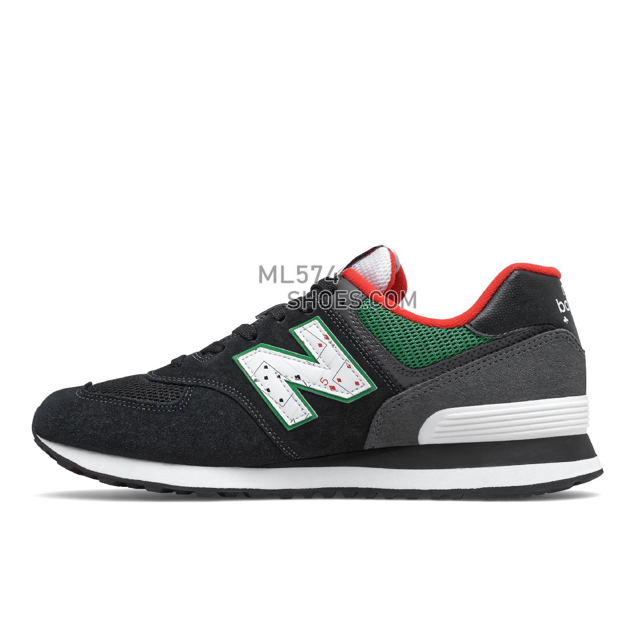 New Balance 574v2 - Men's Classic Sneakers - Black with Varsity Green - ML574WH2