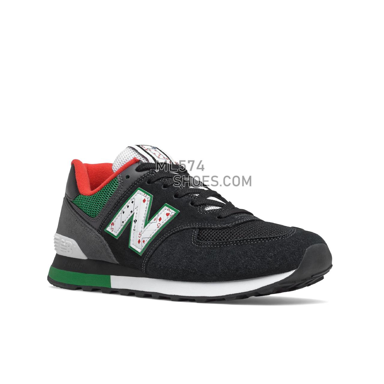 New Balance 574v2 - Men's Classic Sneakers - Black with Varsity Green - ML574WH2