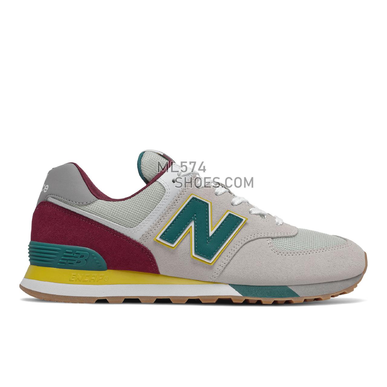 New Balance 574v2 - Men's Classic Sneakers - Grey with Burgundy - ML574PR2