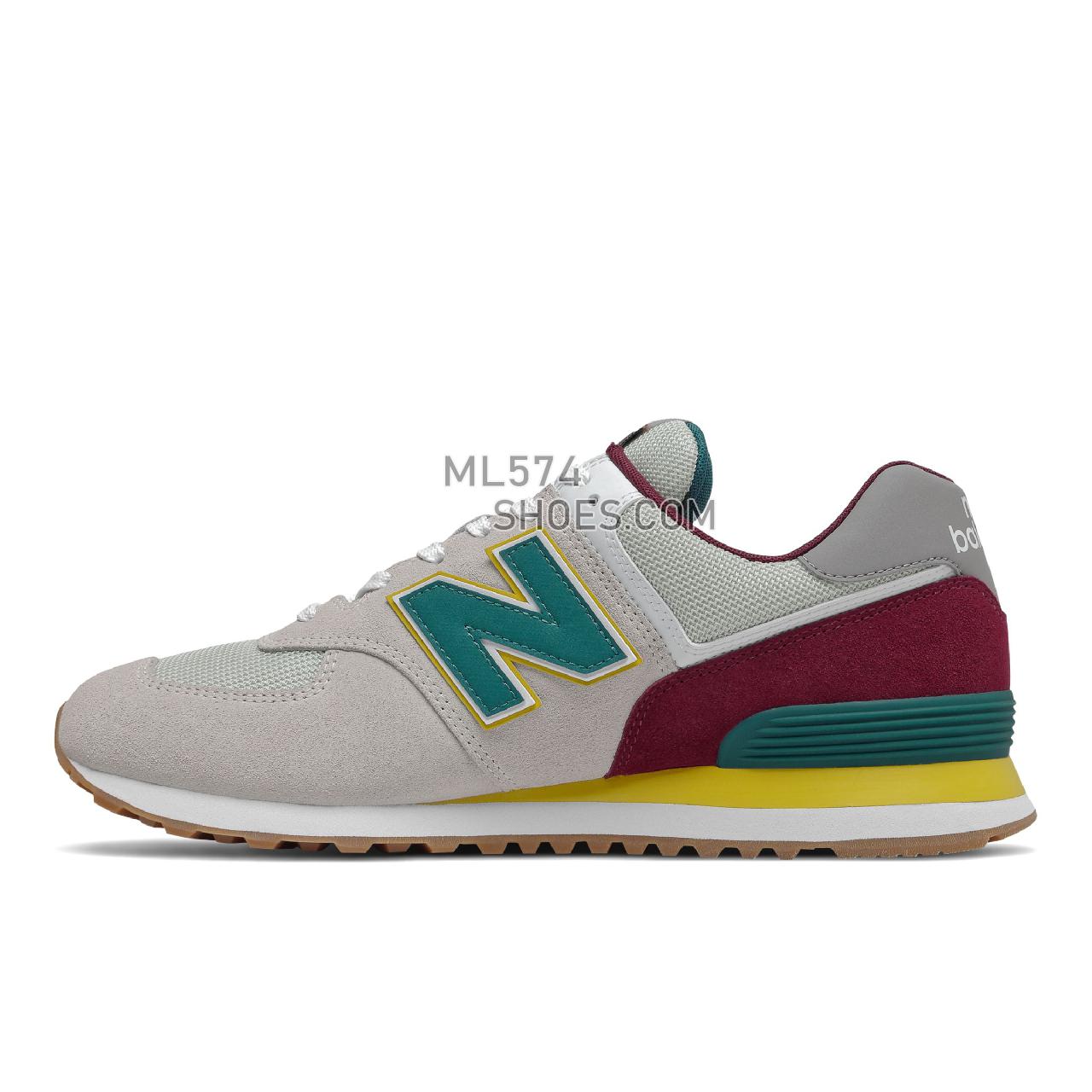 New Balance 574v2 - Men's Classic Sneakers - Grey with Burgundy - ML574PR2