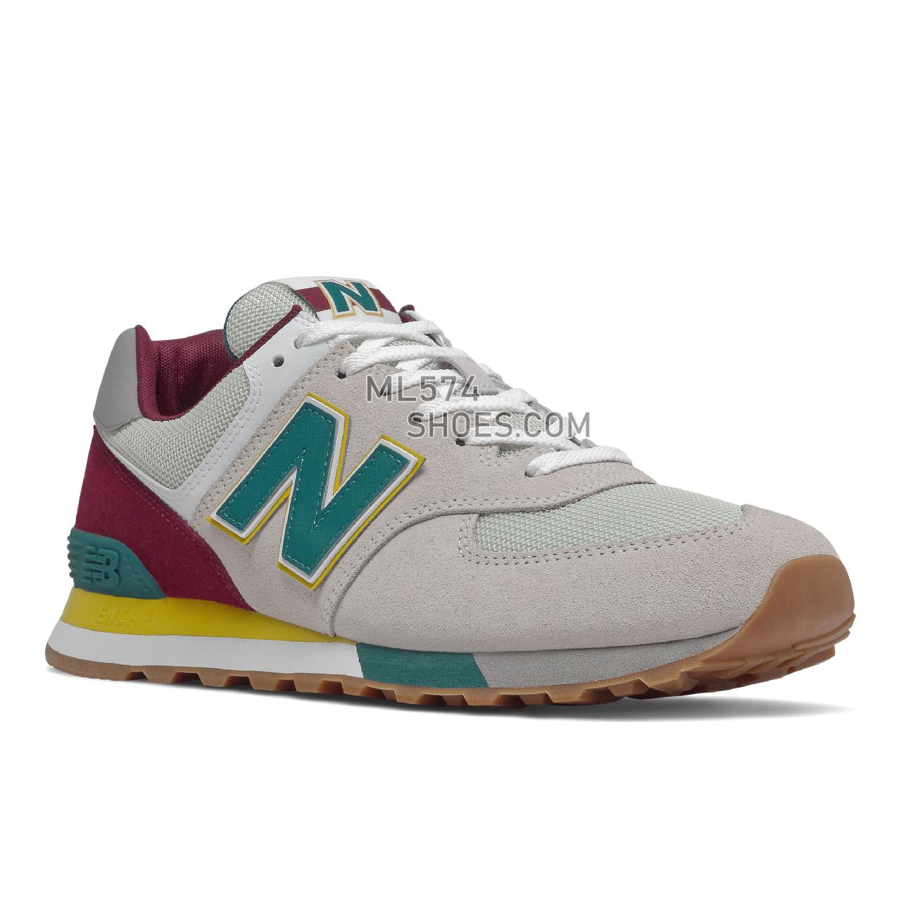 New Balance 574v2 - Men's Classic Sneakers - Grey with Burgundy - ML574PR2