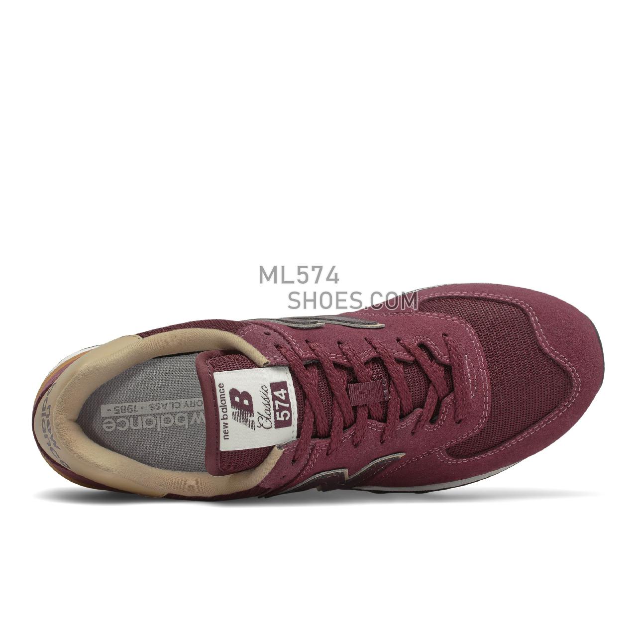 New Balance 574v2 - Unisex Men's Women's Classic Sneakers - Burgundy with Black - ML574BG2