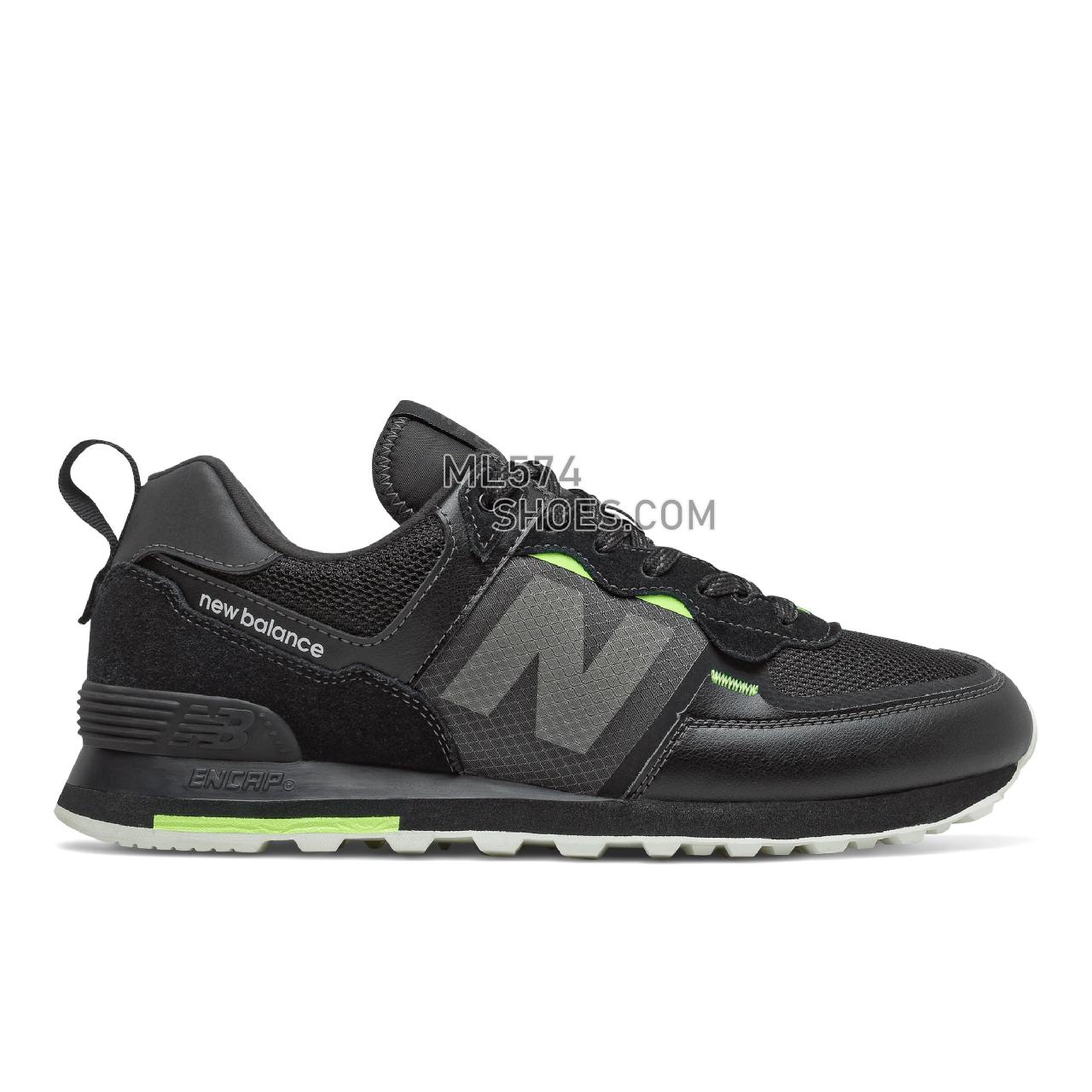 New Balance 574 - Men's Classic Sneakers - Black with Bleached Lime Glo - ML574IDC