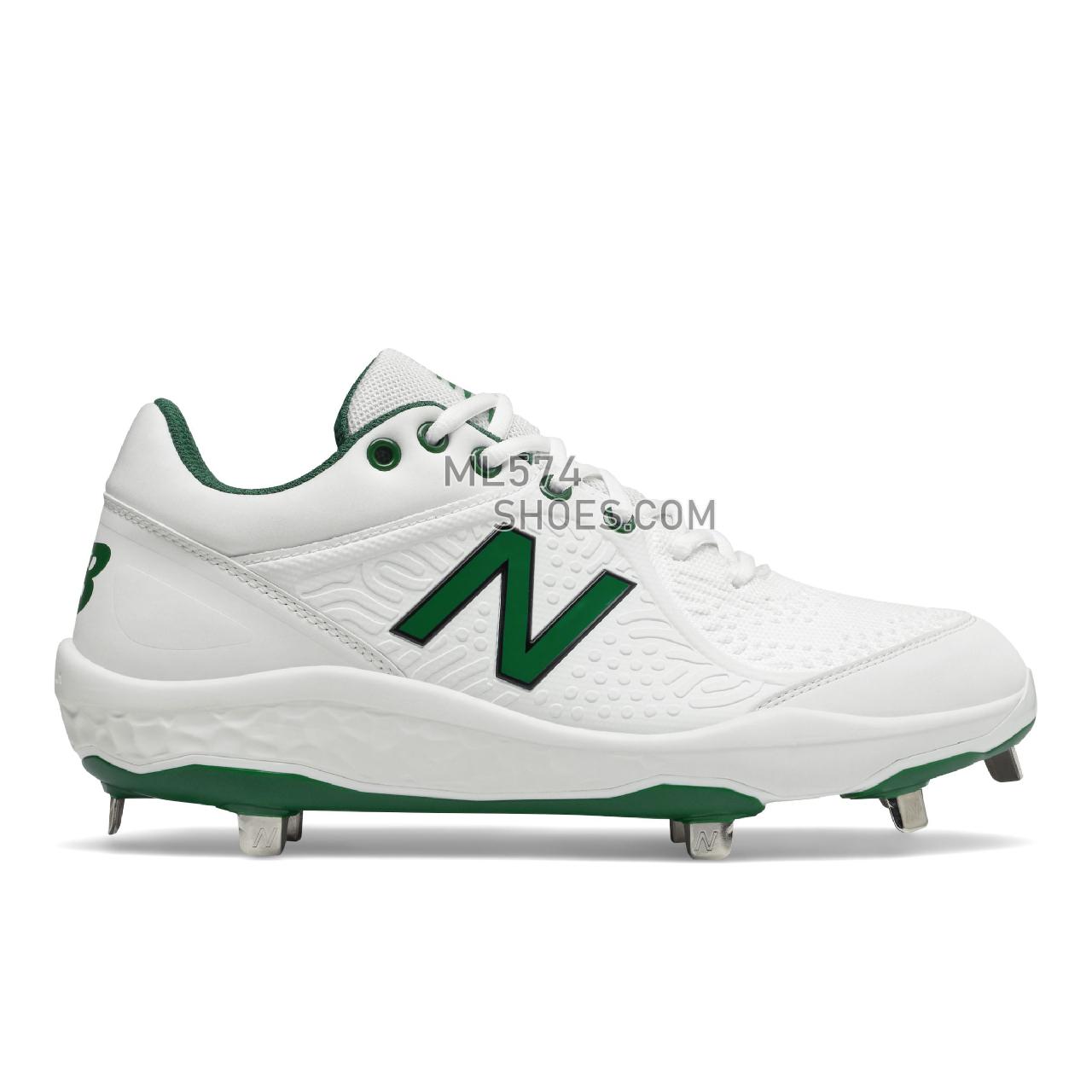 New Balance Fresh Foam 3000 v5 Metal - Men's Mid-Cut Baseball Cleats - White with Green - L3000OA5