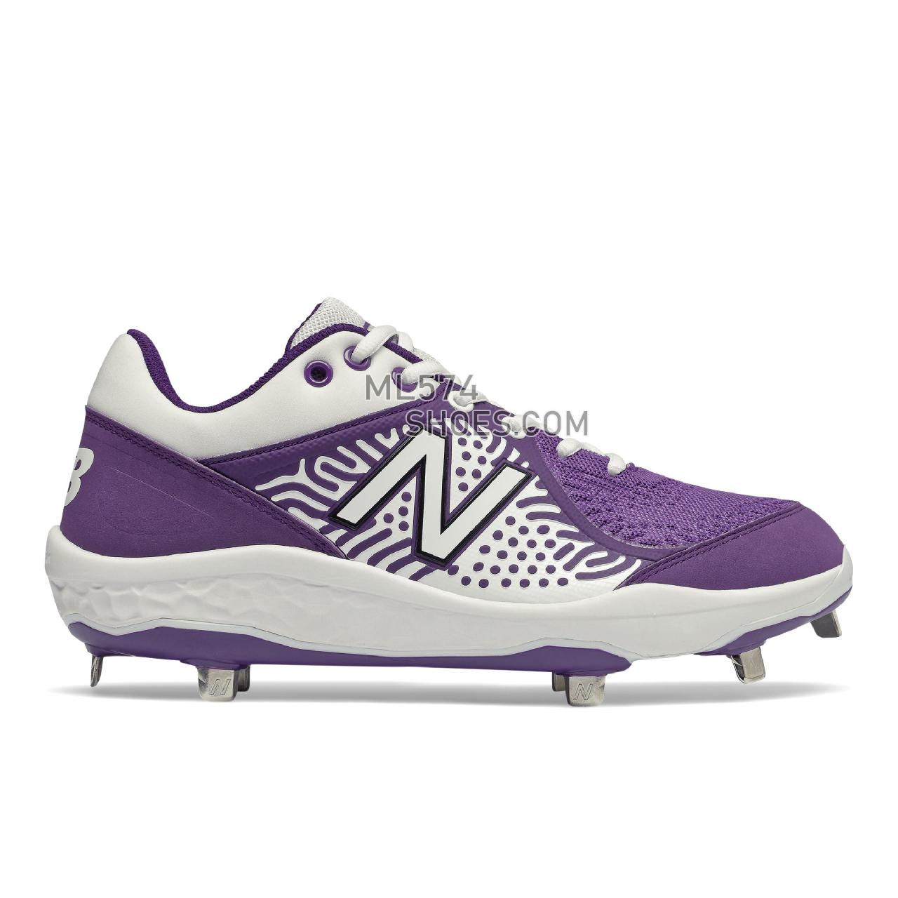 New Balance Fresh Foam 3000 v5 Metal - Men's Mid-Cut Baseball Cleats - White with Purple - L3000WP5