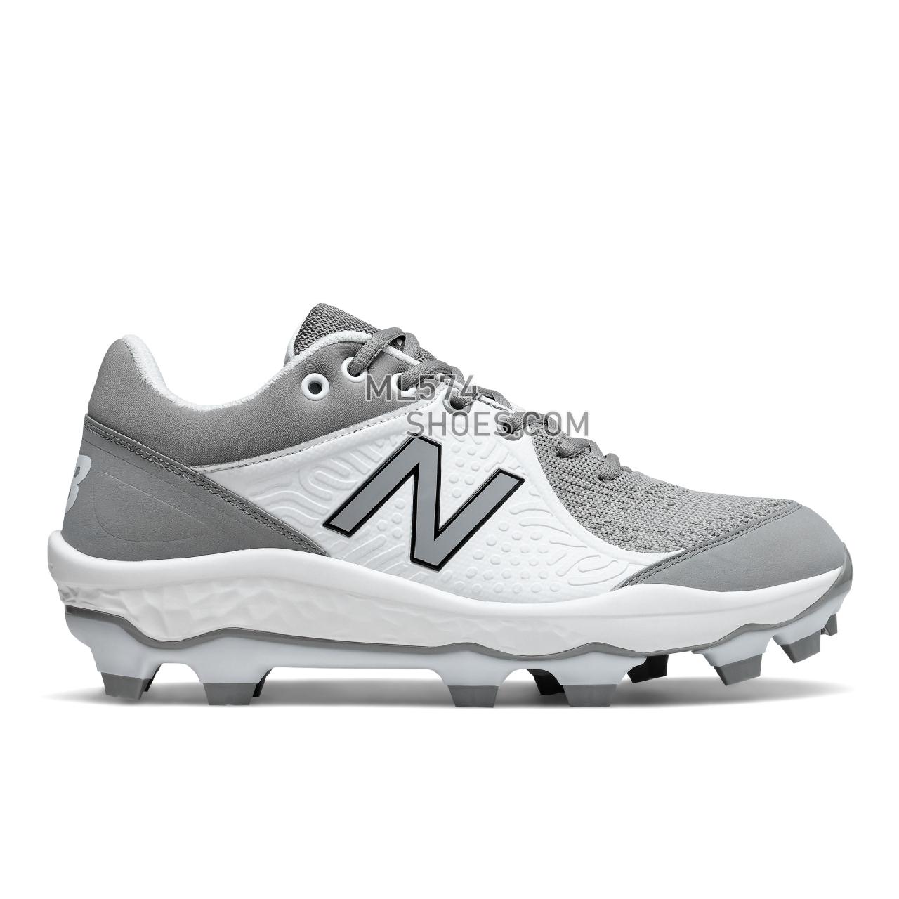 New Balance Fresh Foam 3000 v5 Molded - Men's Mid-Cut Baseball Cleats - Grey with White - PL3000G5