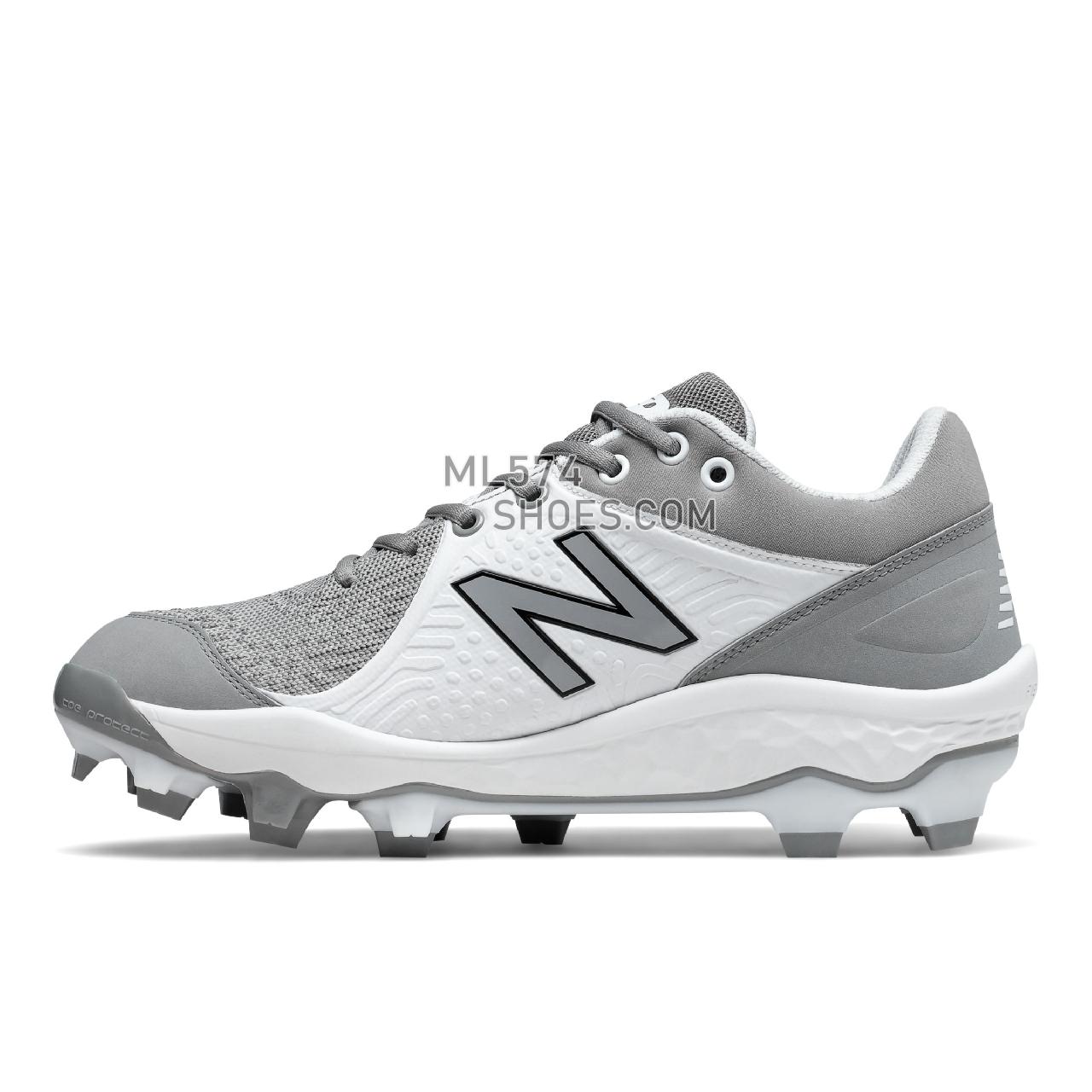 New Balance Fresh Foam 3000 v5 Molded - Men's Mid-Cut Baseball Cleats - Grey with White - PL3000G5