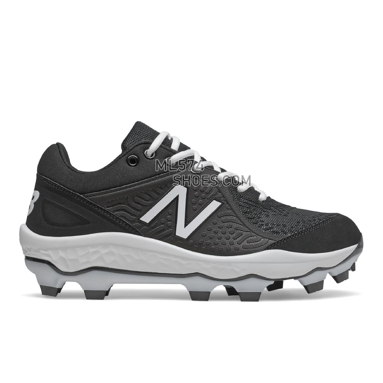 New Balance Fresh Foam 3000 v5 Molded - Men's Mid-Cut Baseball Cleats - Black with White - PL3000K5