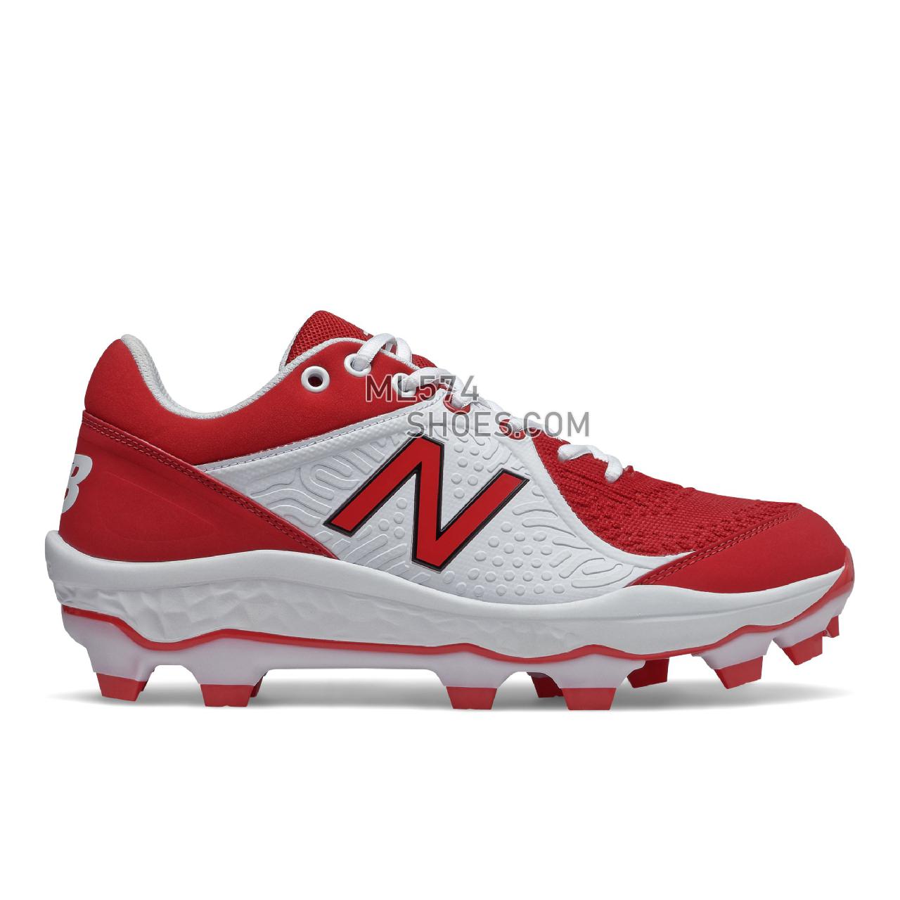 New Balance Fresh Foam 3000 v5 Molded - Men's Mid-Cut Baseball Cleats - Red with White - PL3000R5