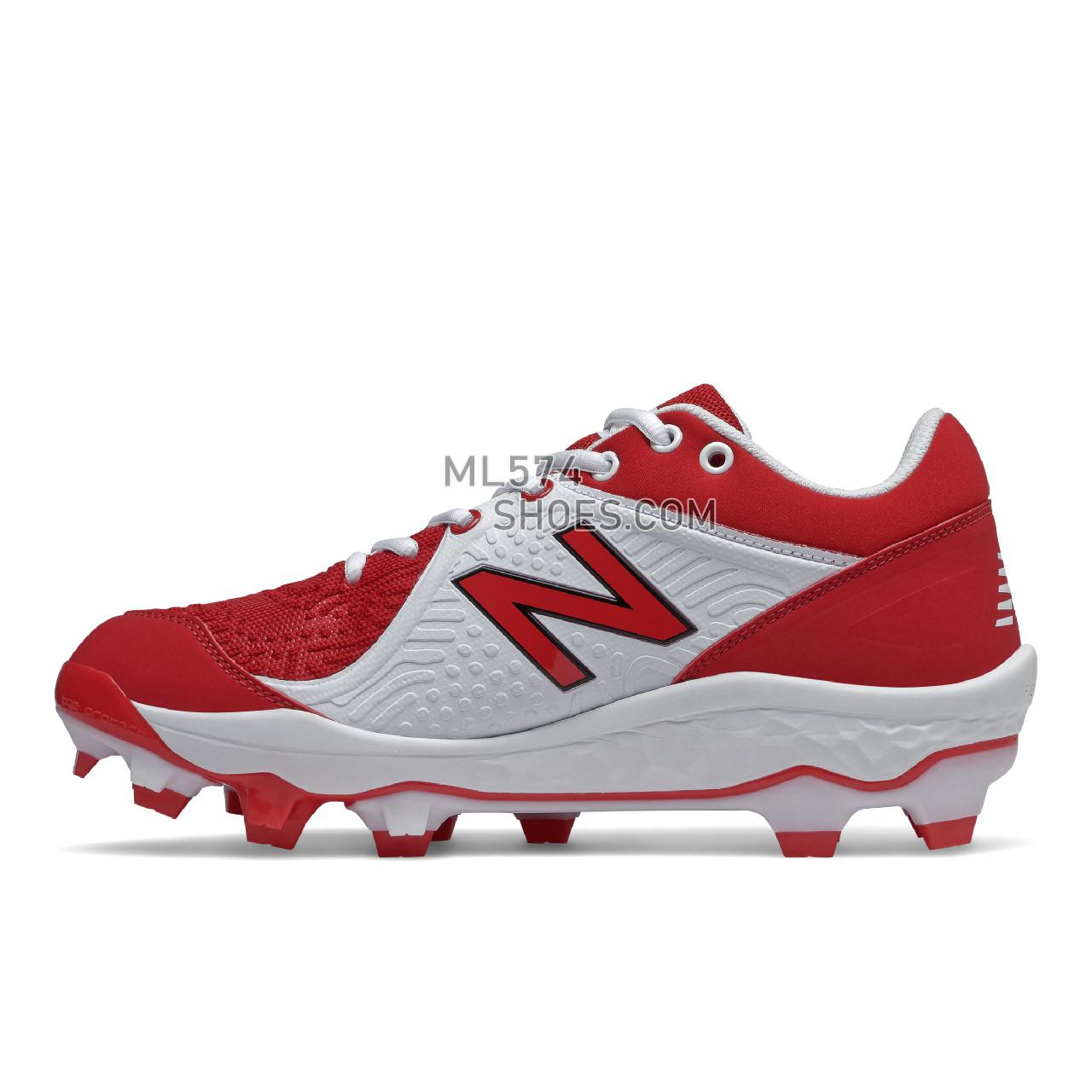 New Balance Fresh Foam 3000 v5 Molded - Men's Mid-Cut Baseball Cleats - Red with White - PL3000R5