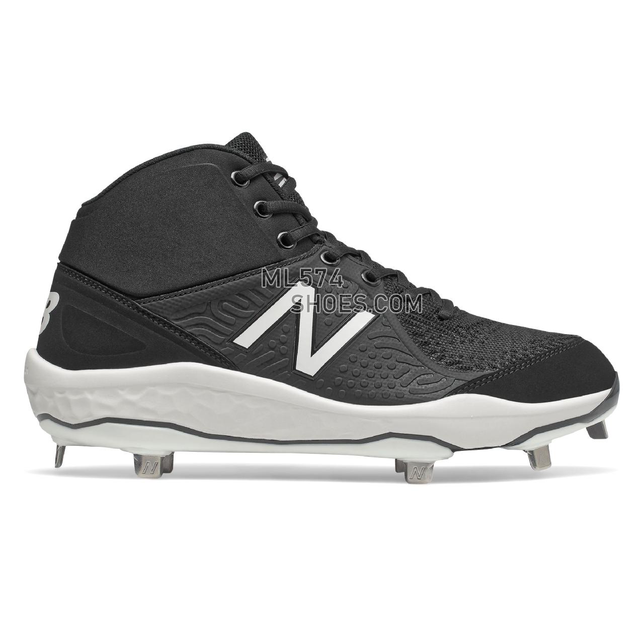 New Balance Fresh Foam 3000v5 Mid-Cut Metal - Men's Mid-Cut Baseball Cleats - Black with White - M3000BK5