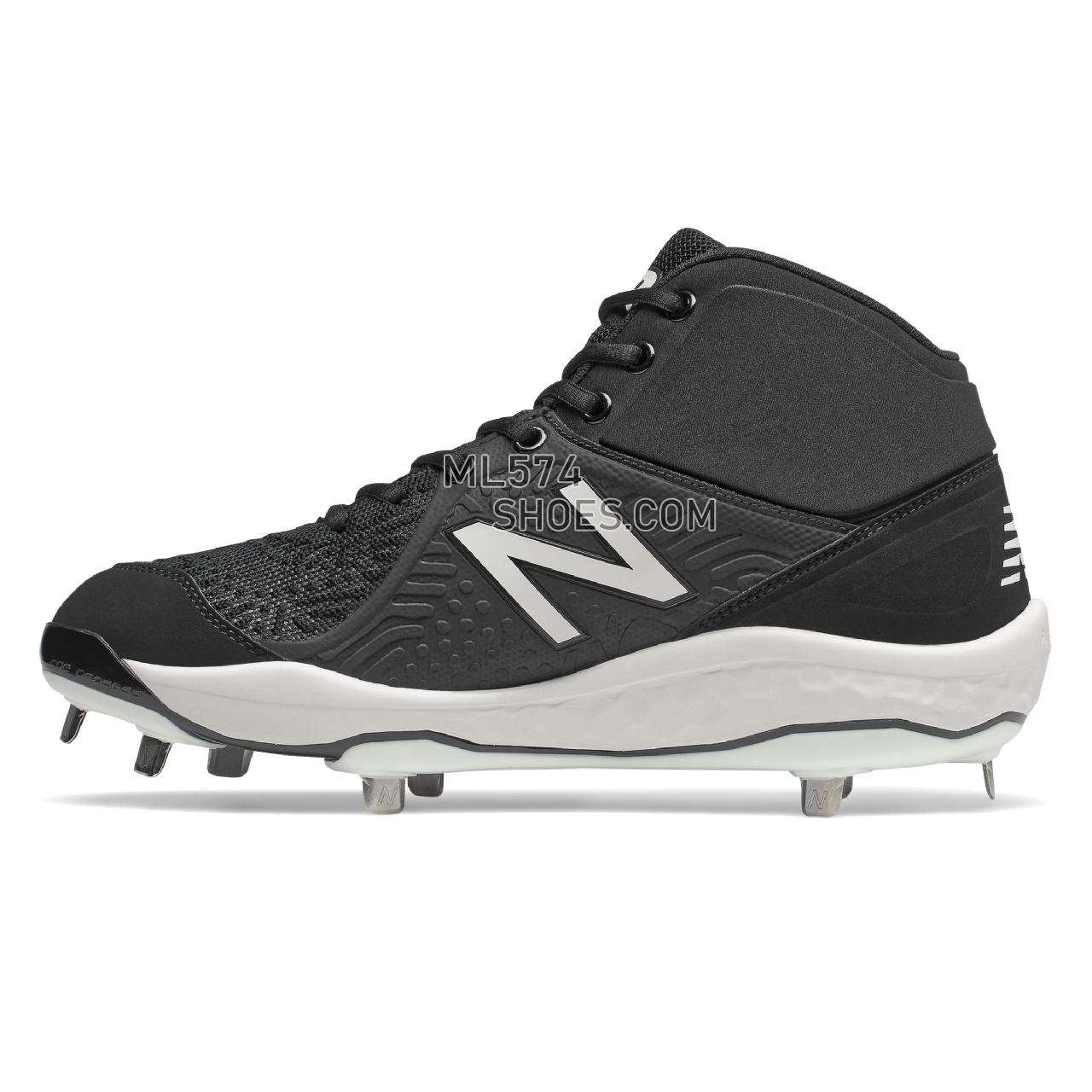 New Balance Fresh Foam 3000v5 Mid-Cut Metal - Men's Mid-Cut Baseball Cleats - Black with White - M3000BK5
