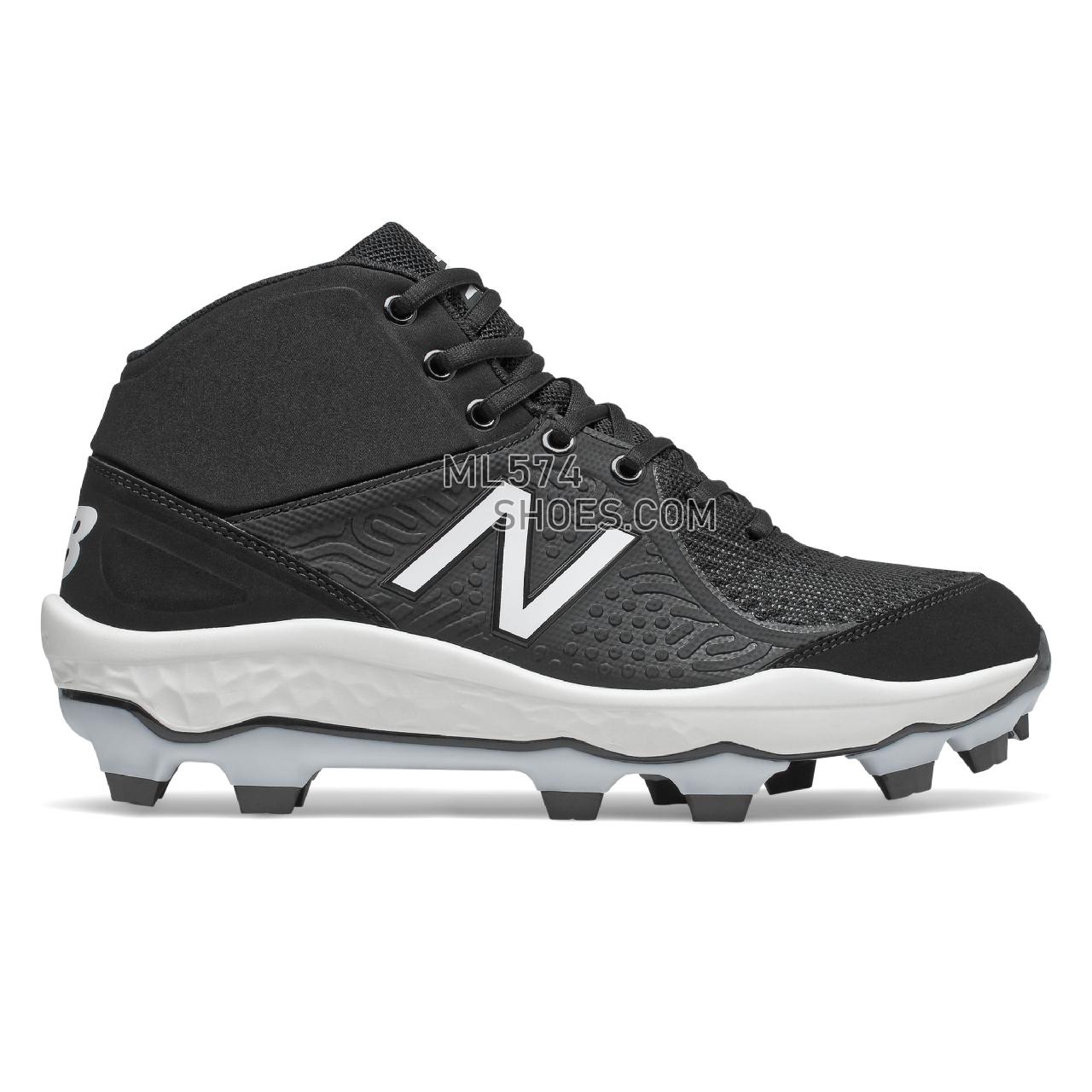 New Balance Fresh Foam 3000v5 Mid-Cut TPU - Men's Mid-Cut Baseball Cleats - Black with White - PM3000K5