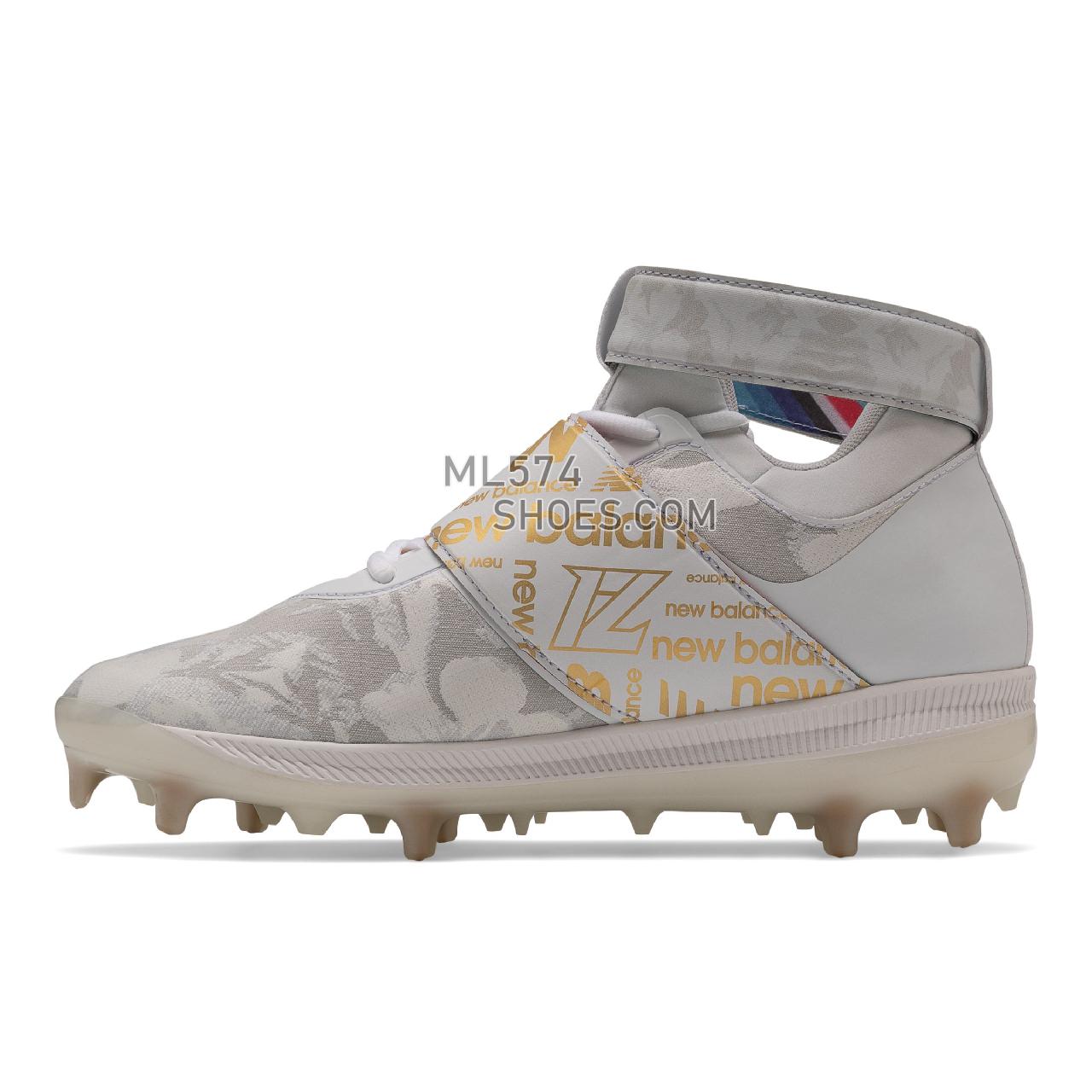 New Balance Lindor 1 - Men's Mid-Cut Baseball Cleats - White with Gold - LLINDWT