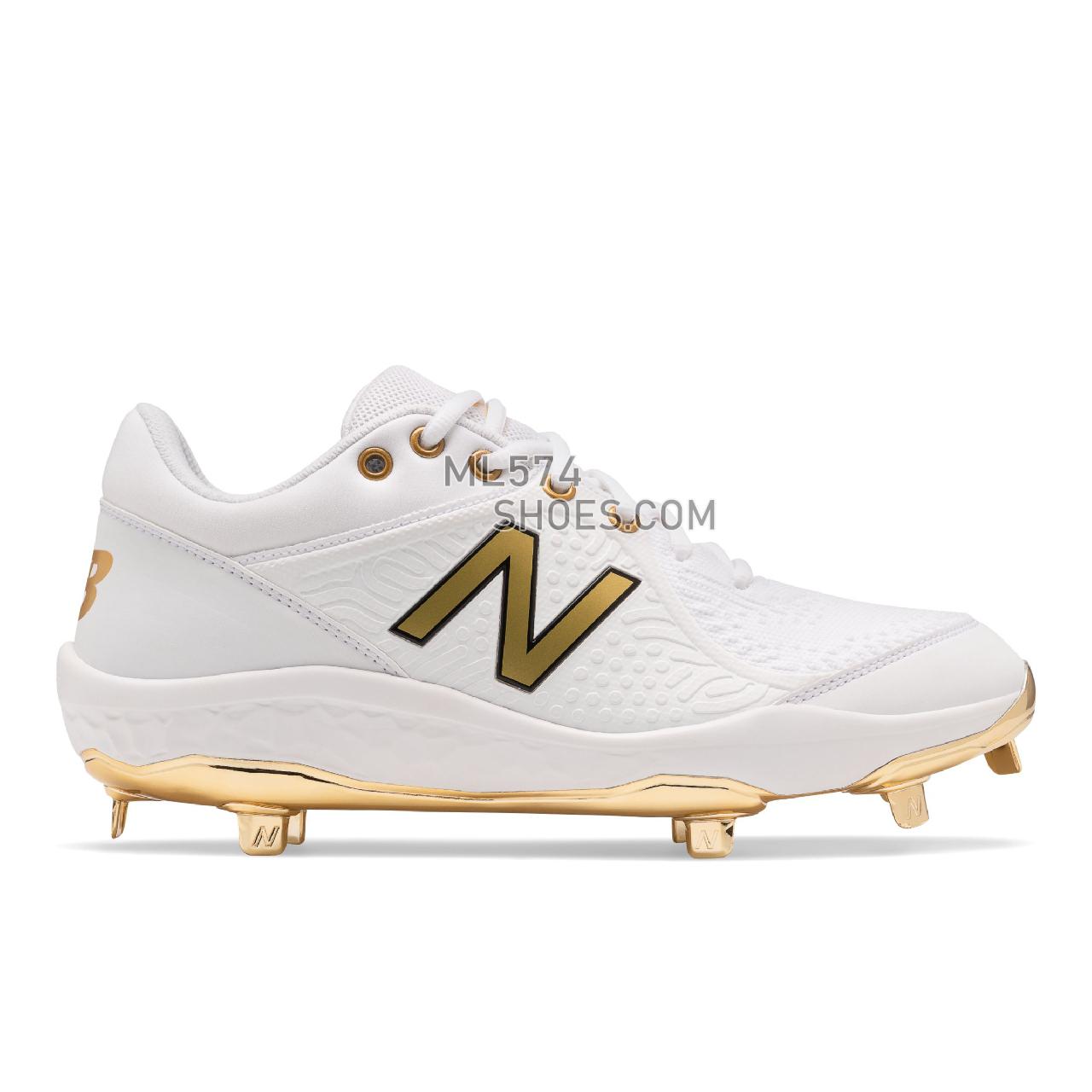 New Balance Fresh Foam 3000v5 - Men's Mid-Cut Baseball Cleats - White with Gold - L3000WG5