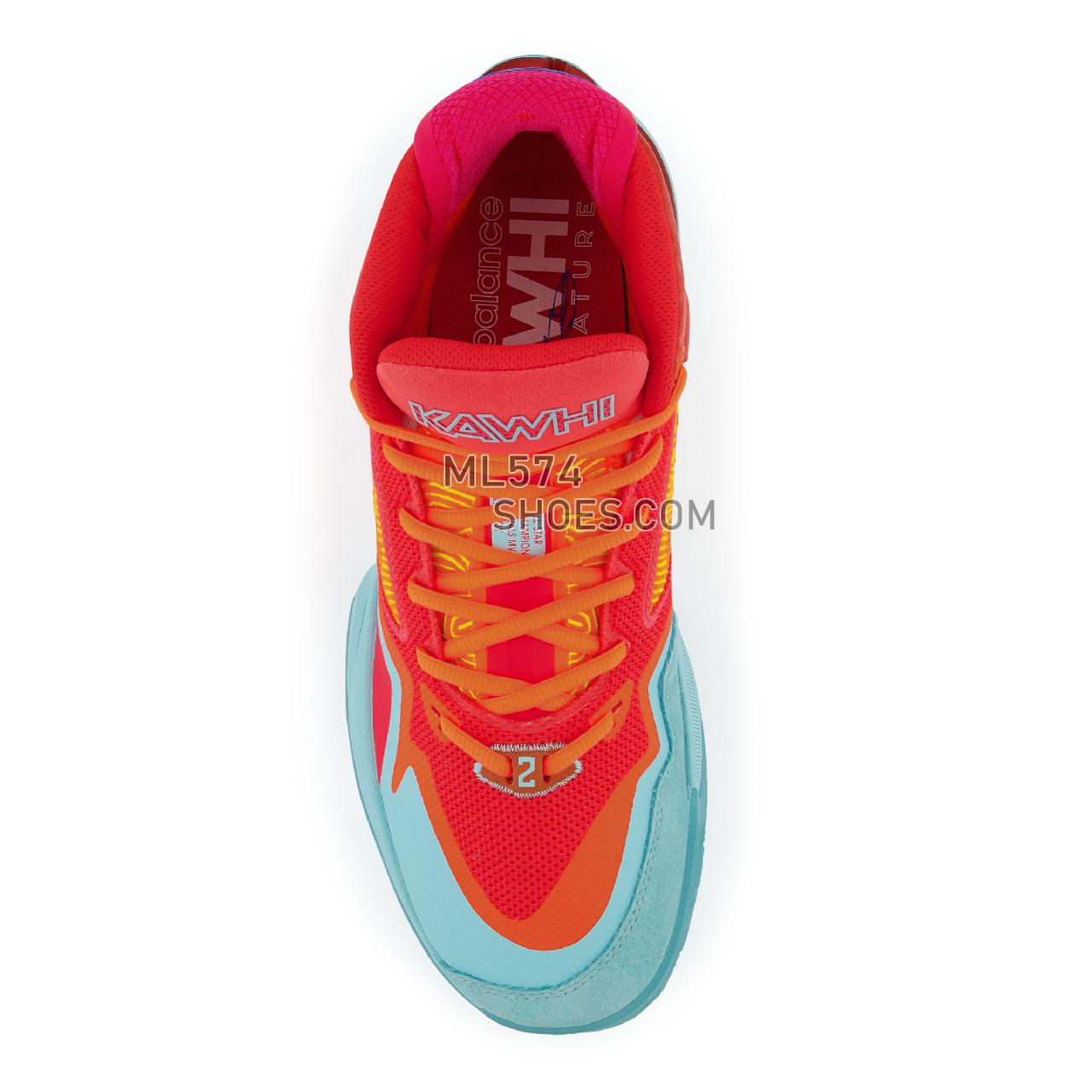 New Balance KAWHI - Men's Basketball - Energy Red with Newport Blue - BBKLSQUA