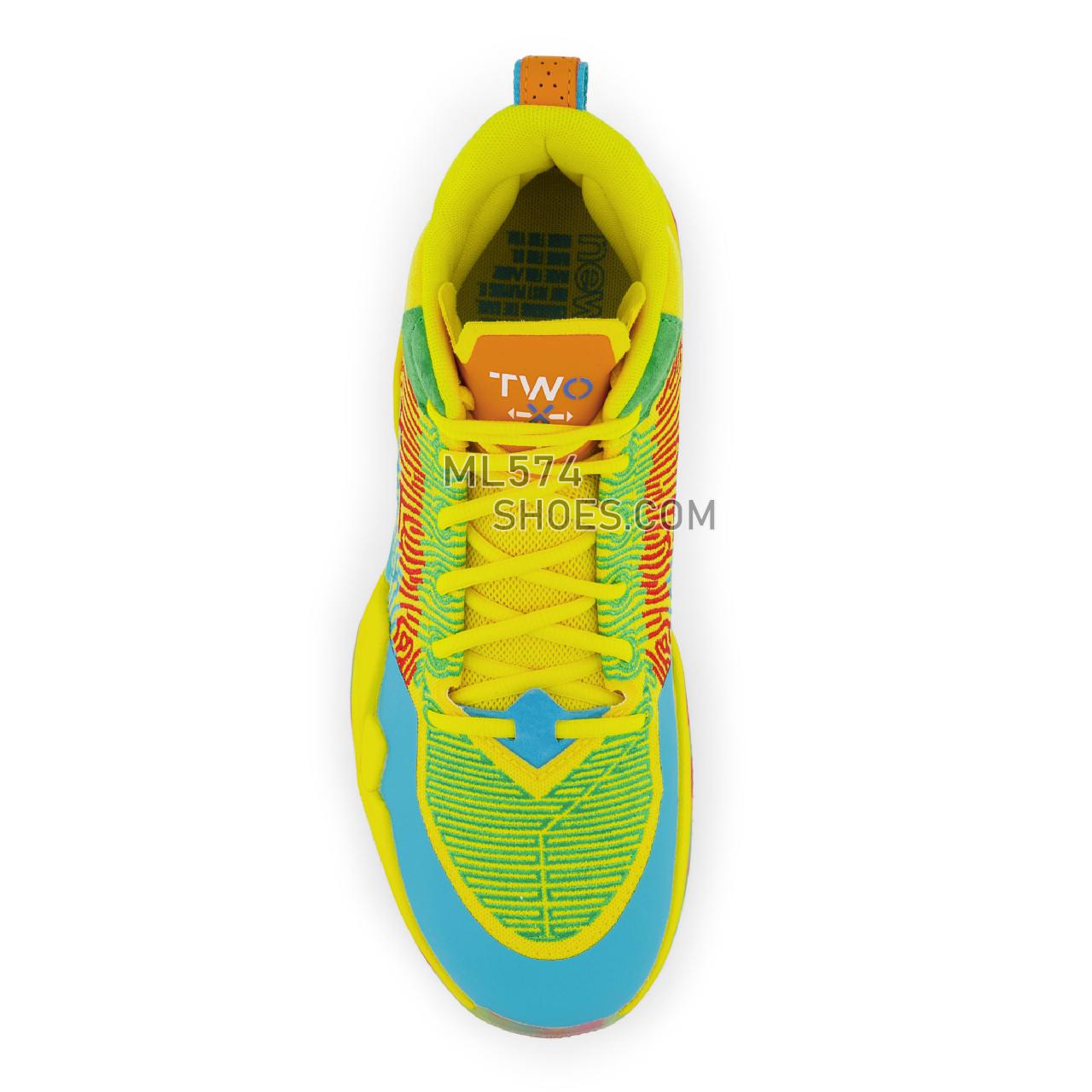 New Balance TWO WXY - Men's Basketball - Yellow with Teal and Red - BB2WXYCB