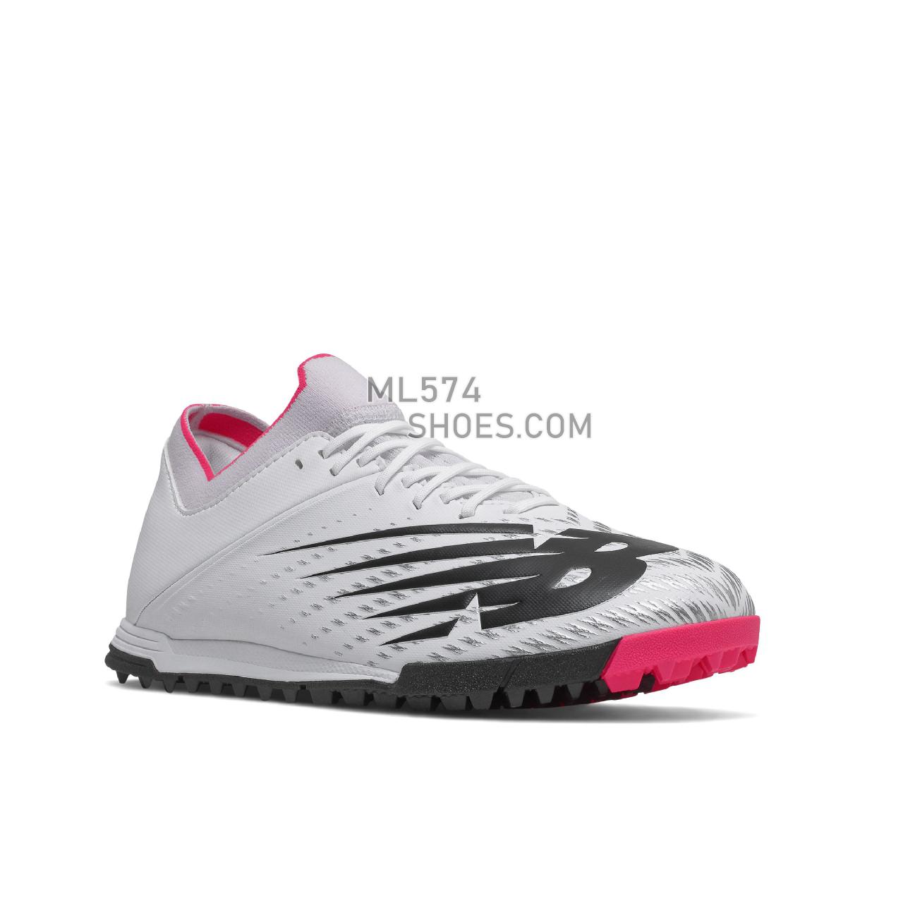 New Balance Furon V6+ Dispatch TF - Men's Turf FootBall Boots - White with Silver and Alpha Pink - MSF3TP65