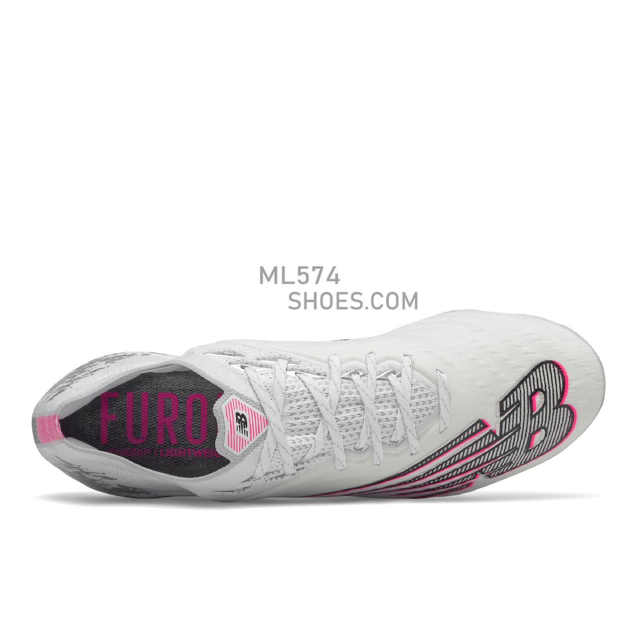 New Balance Furon V6+ Pro SG - Men's Soccer - White with Silver and Alpha Pink - MSF1SP65