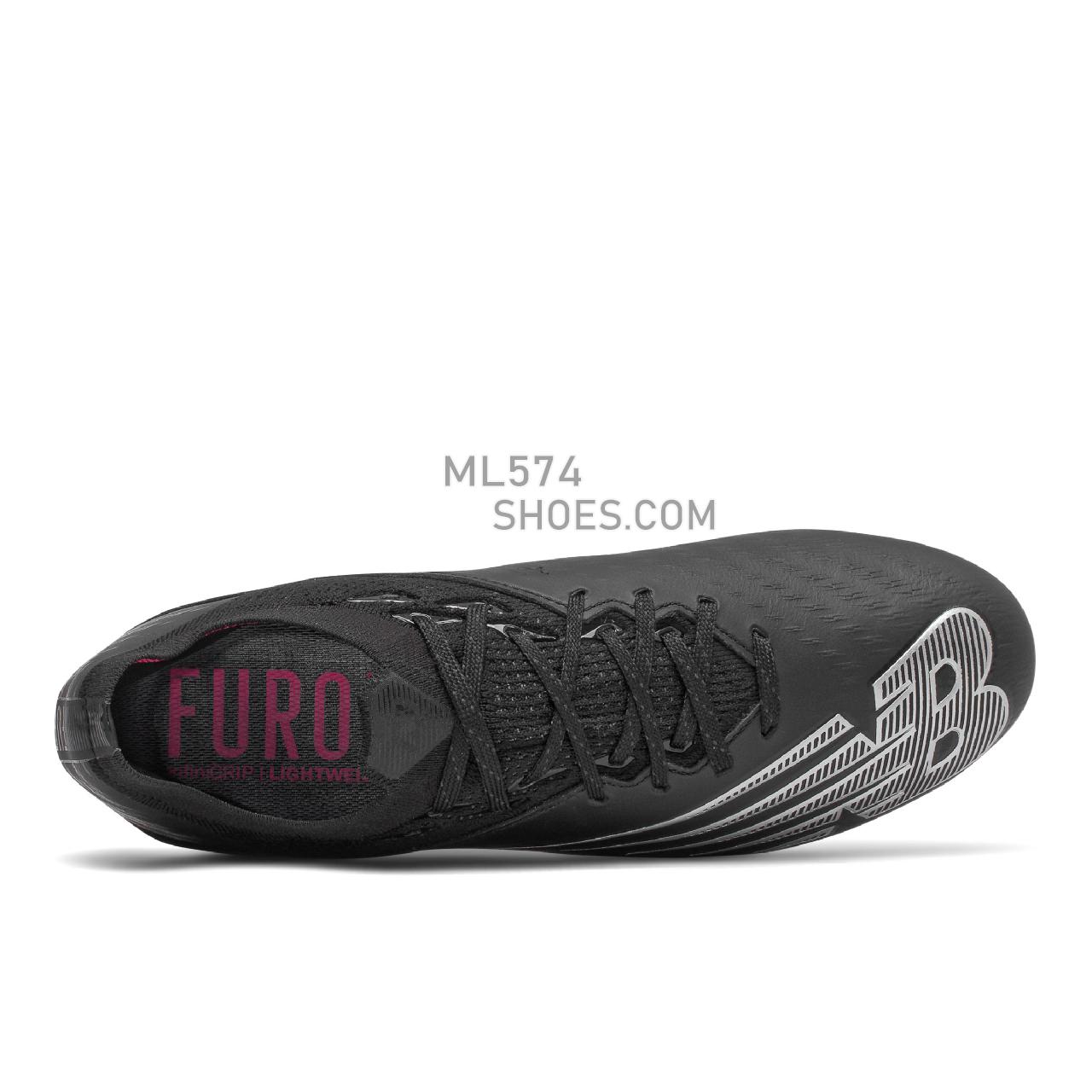 New Balance Furon V6+ Leather FG - Men's Soccer - Black with Alpha Pink - MSFKFB65