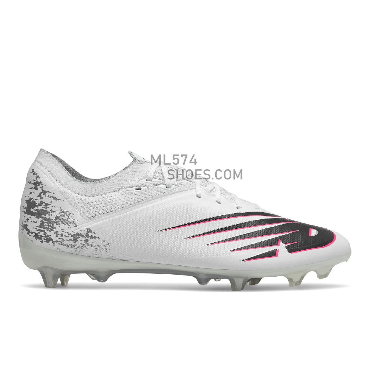 New Balance Furon V6+ Destroy FG - Men's Soccer - White with Silver and Alpha Pink - MSF2FP65