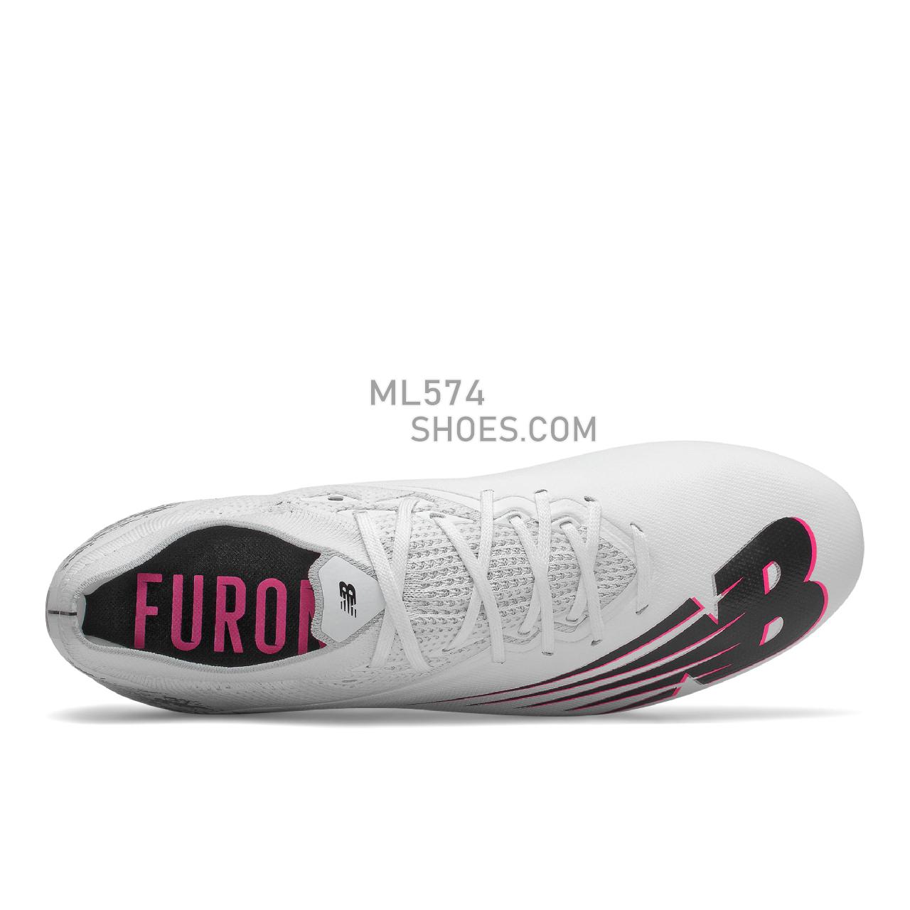 New Balance Furon V6+ Destroy FG - Men's Soccer - White with Silver and Alpha Pink - MSF2FP65