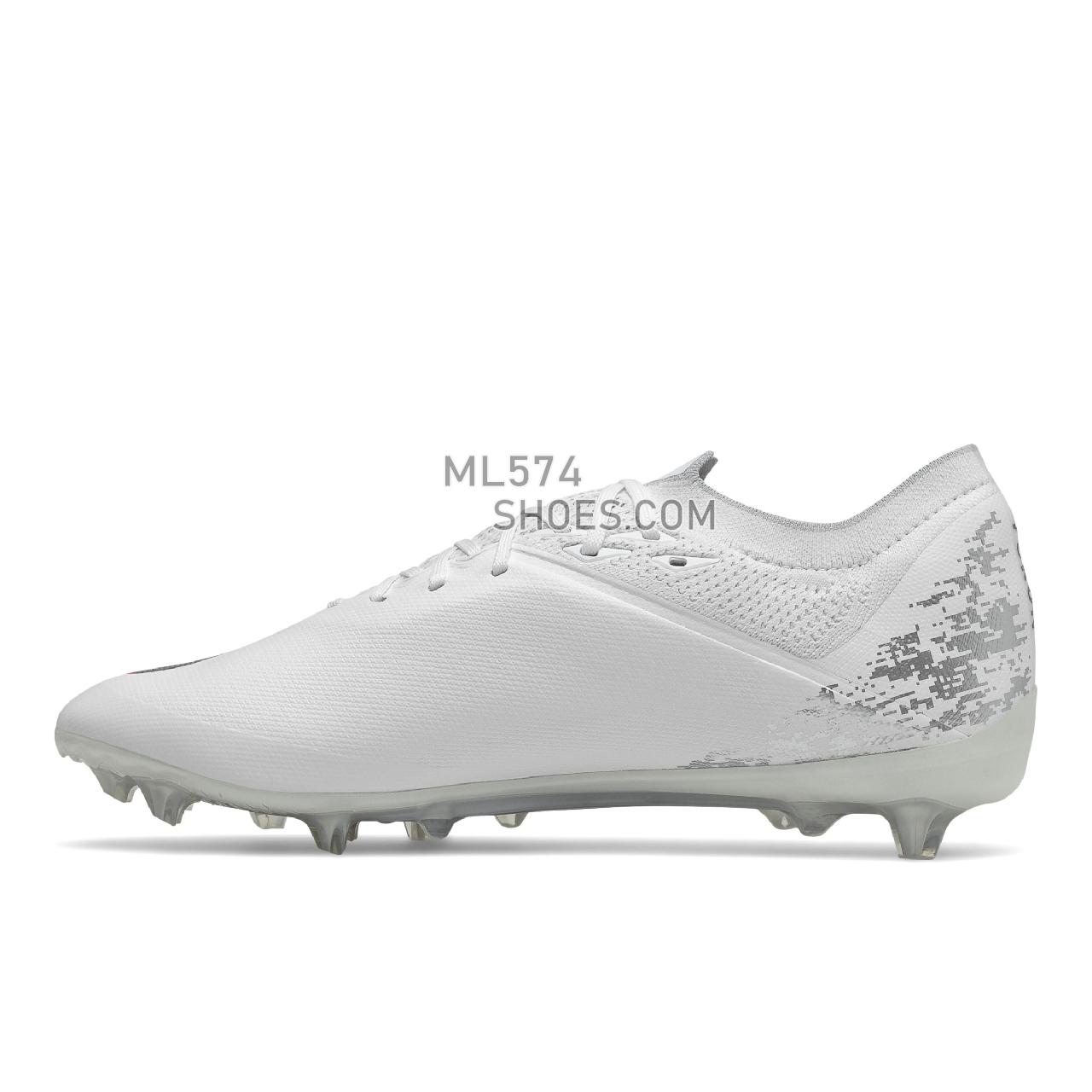 New Balance Furon V6+ Destroy FG - Men's Soccer - White with Silver and Alpha Pink - MSF2FP65