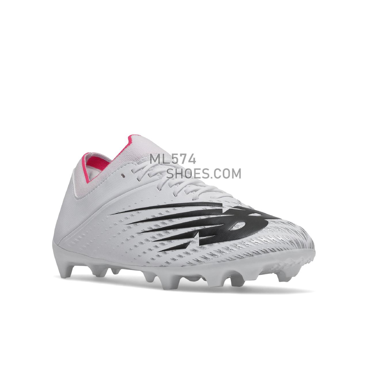 New Balance Furon V6+ Dispatch FG - Men's Soccer - White with Silver and Alpha Pink - MSF3FP65