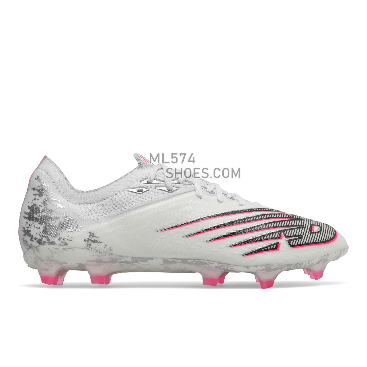 New Balance Furon V6+ Pro FG - Men's Soccer - White with Silver and Alpha Pink - MSF1FP65